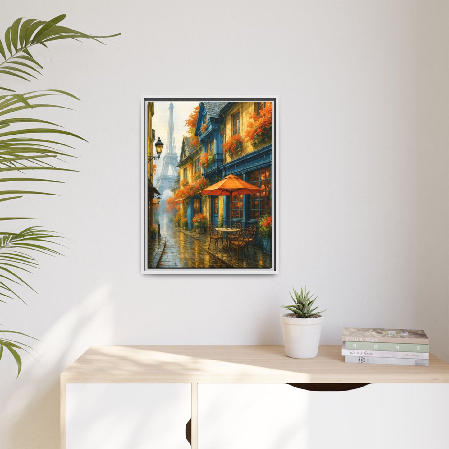 Golden Sunset in Rustic Alley – Framed Canvas Wall Art, 1.25" Deep
