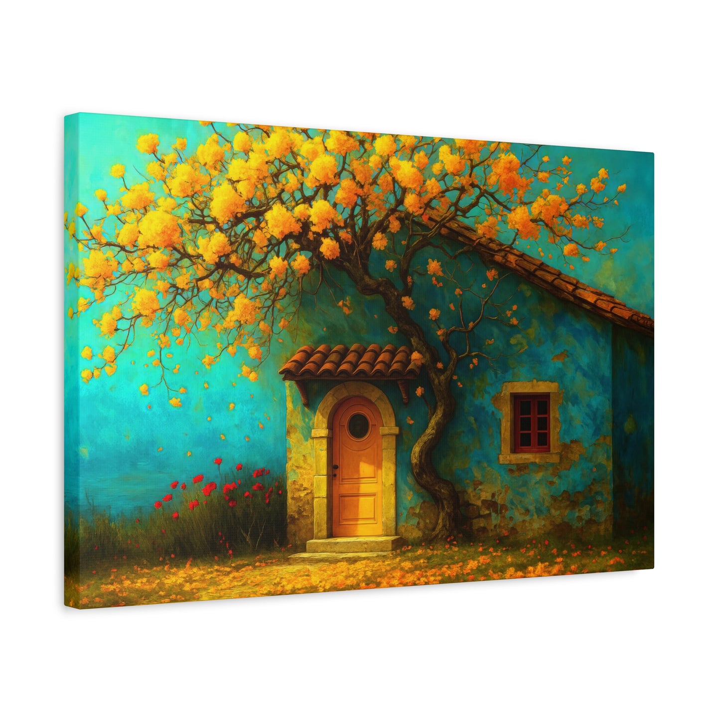 Golden Silence by the Door – Cozy Cottage Canvas Wall Art,Matte Canvas, Stretched, 1.25"