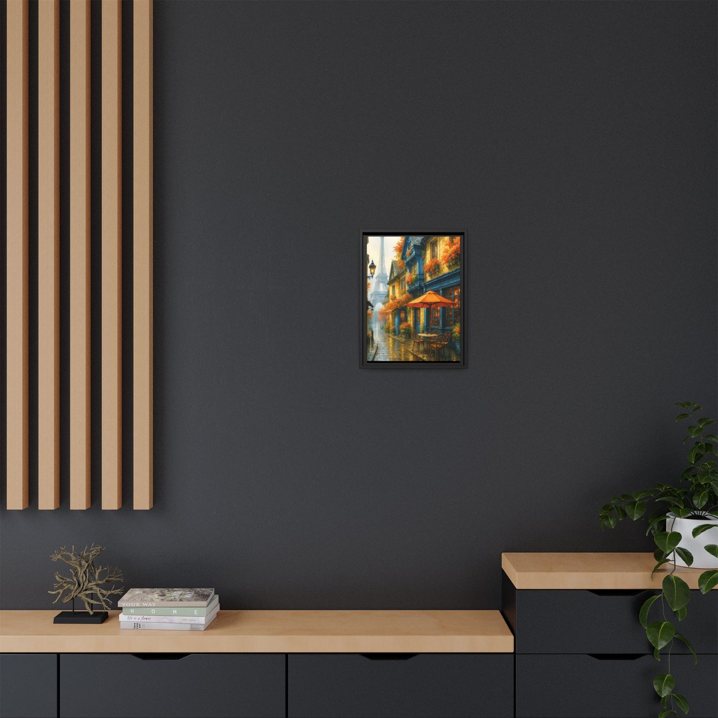 Golden Sunset in Rustic Alley – Framed Canvas Wall Art, 1.25" Deep