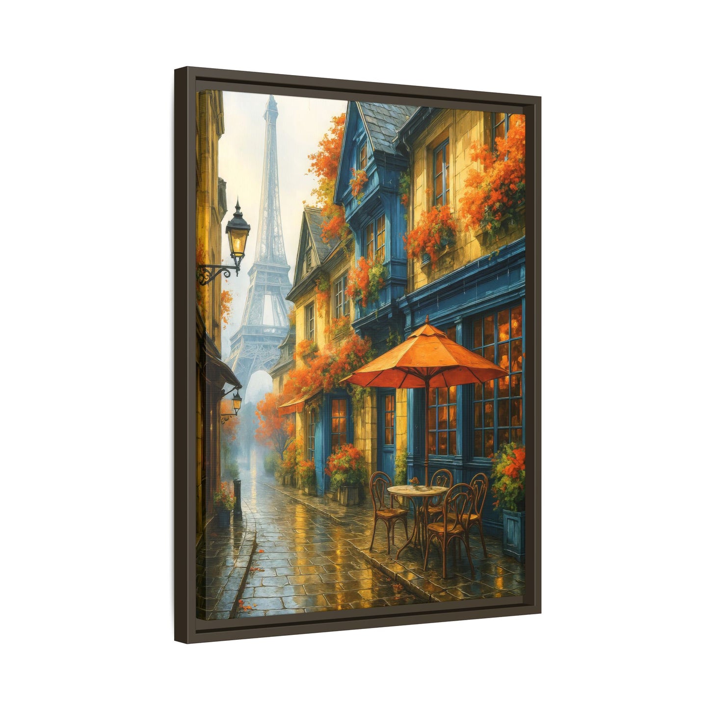 Golden Sunset in Rustic Alley – Framed Canvas Wall Art, 1.25" Deep