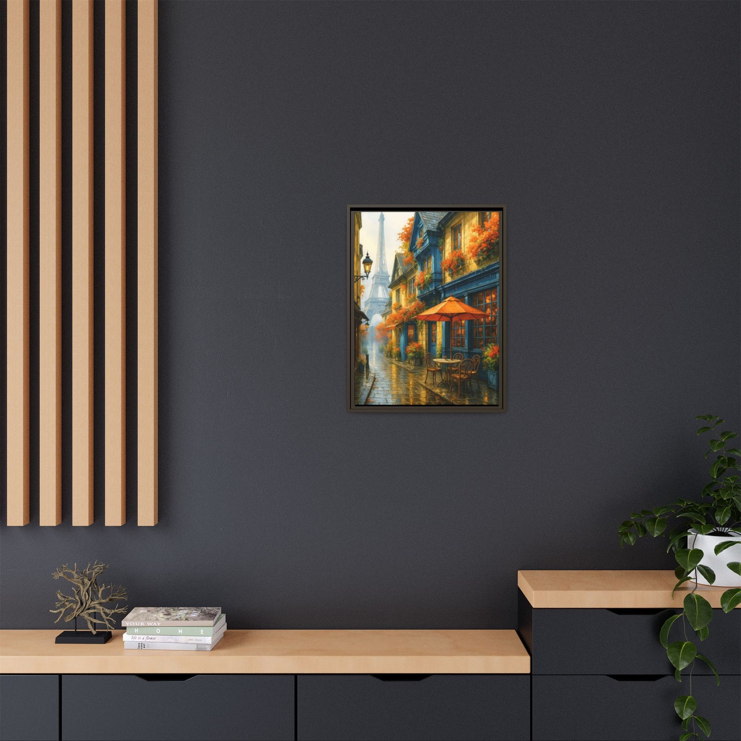 Golden Sunset in Rustic Alley – Framed Canvas Wall Art, 1.25" Deep