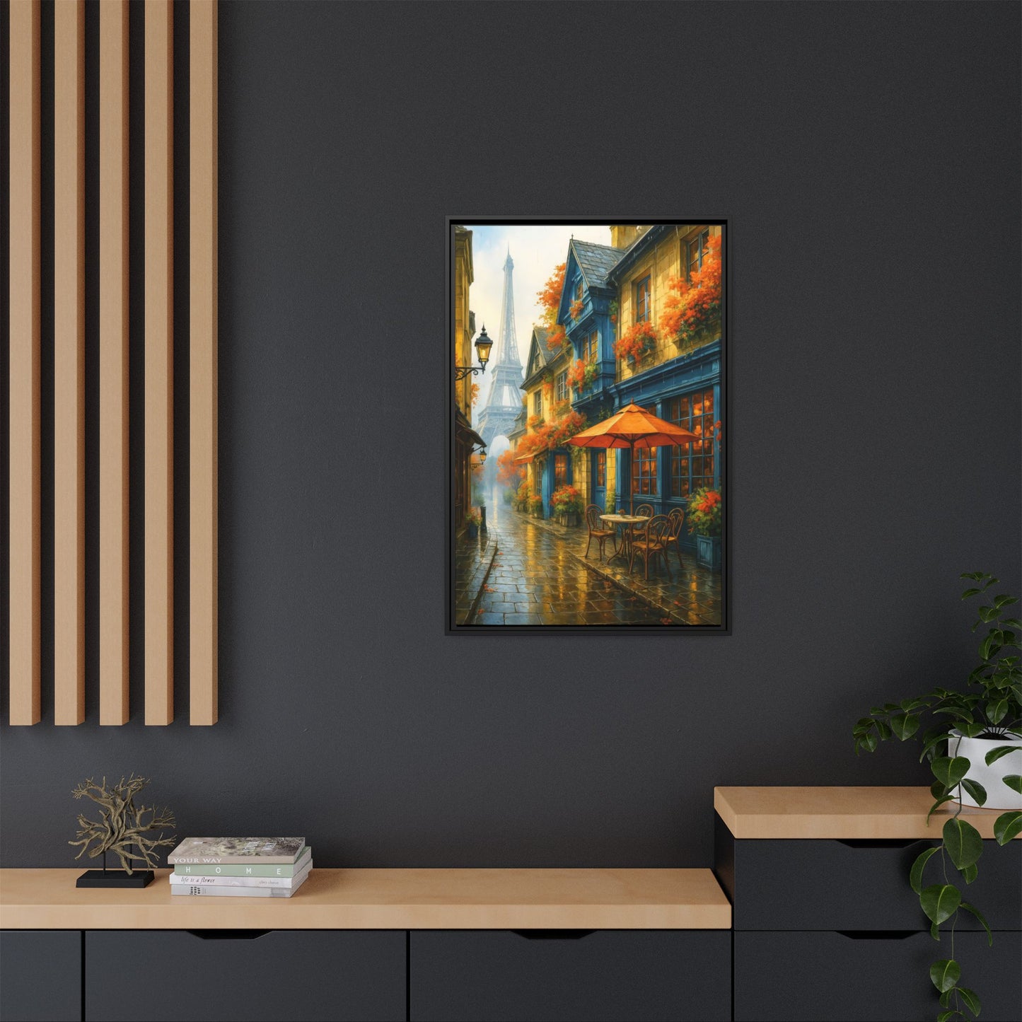 Golden Sunset in Rustic Alley – Framed Canvas Wall Art, 1.25" Deep
