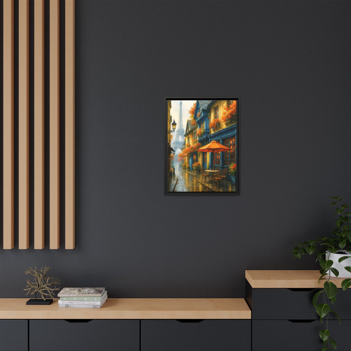 Golden Sunset in Rustic Alley – Framed Canvas Wall Art, 1.25" Deep