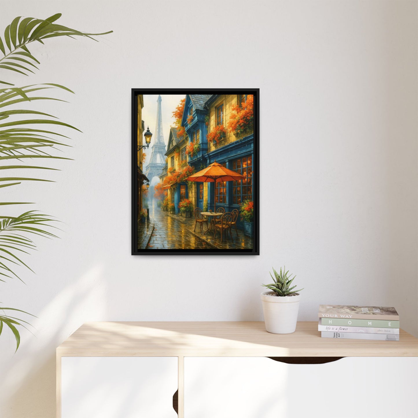 Golden Sunset in Rustic Alley – Framed Canvas Wall Art, 1.25" Deep
