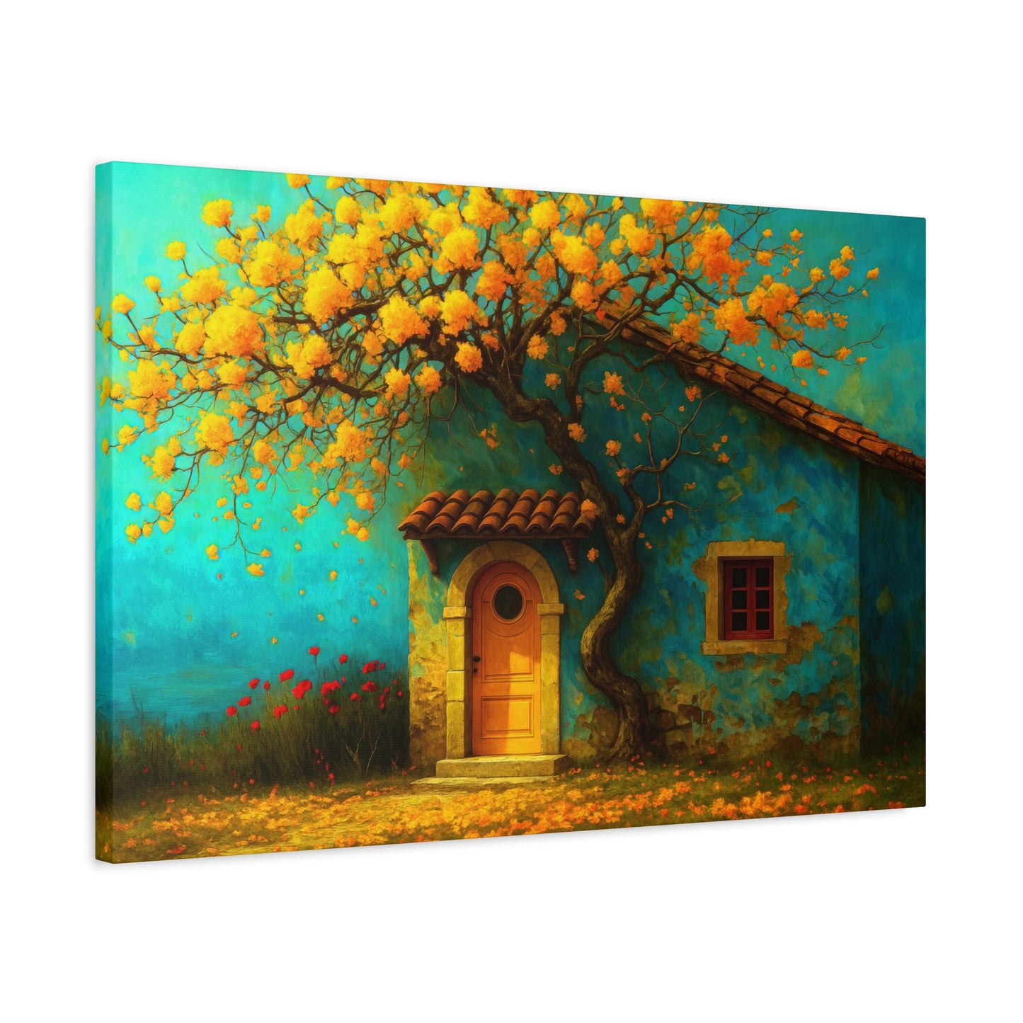 Golden Silence by the Door – Cozy Cottage Canvas Wall Art,Matte Canvas, Stretched, 1.25"
