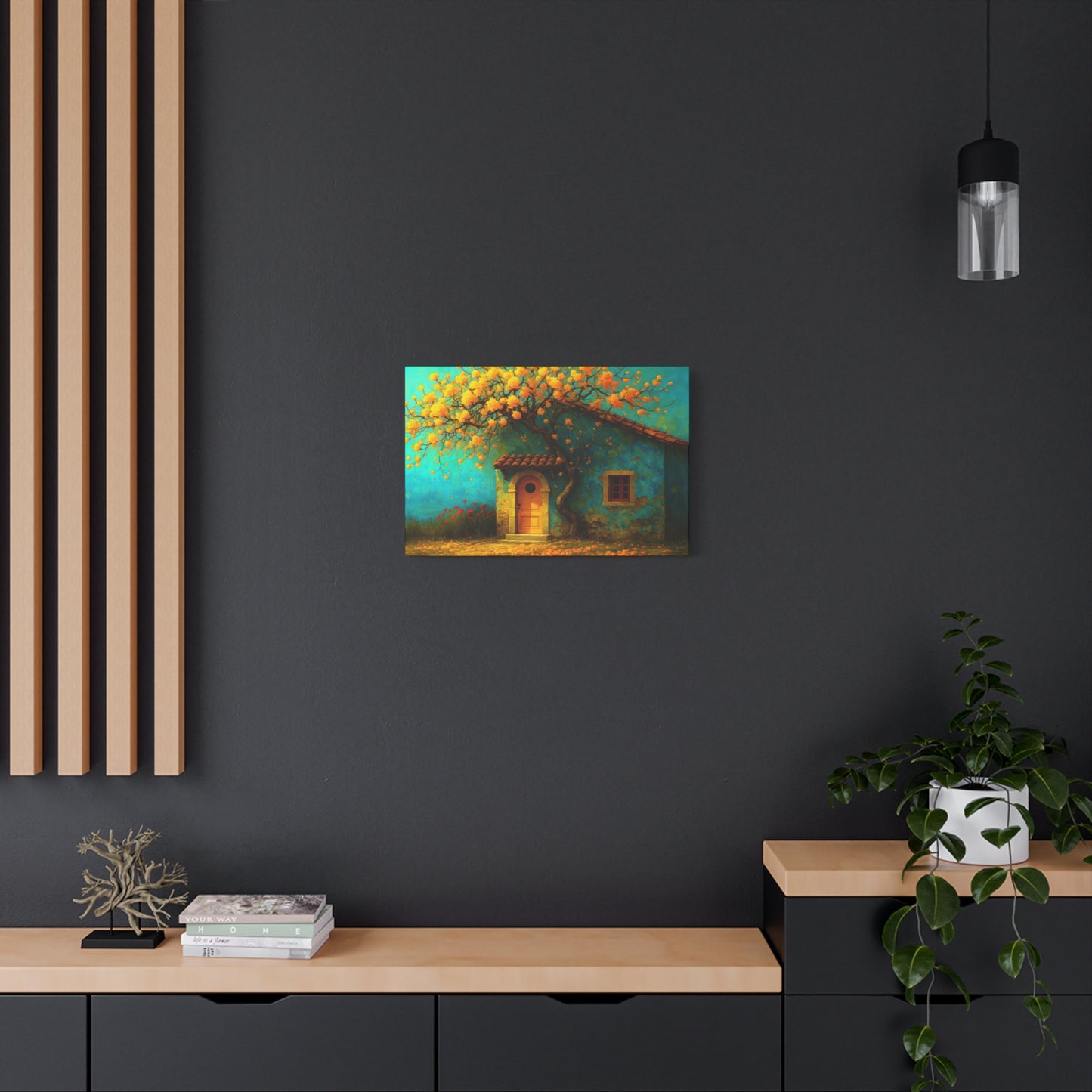 Golden Silence by the Door – Cozy Cottage Canvas Wall Art,Matte Canvas, Stretched, 1.25"