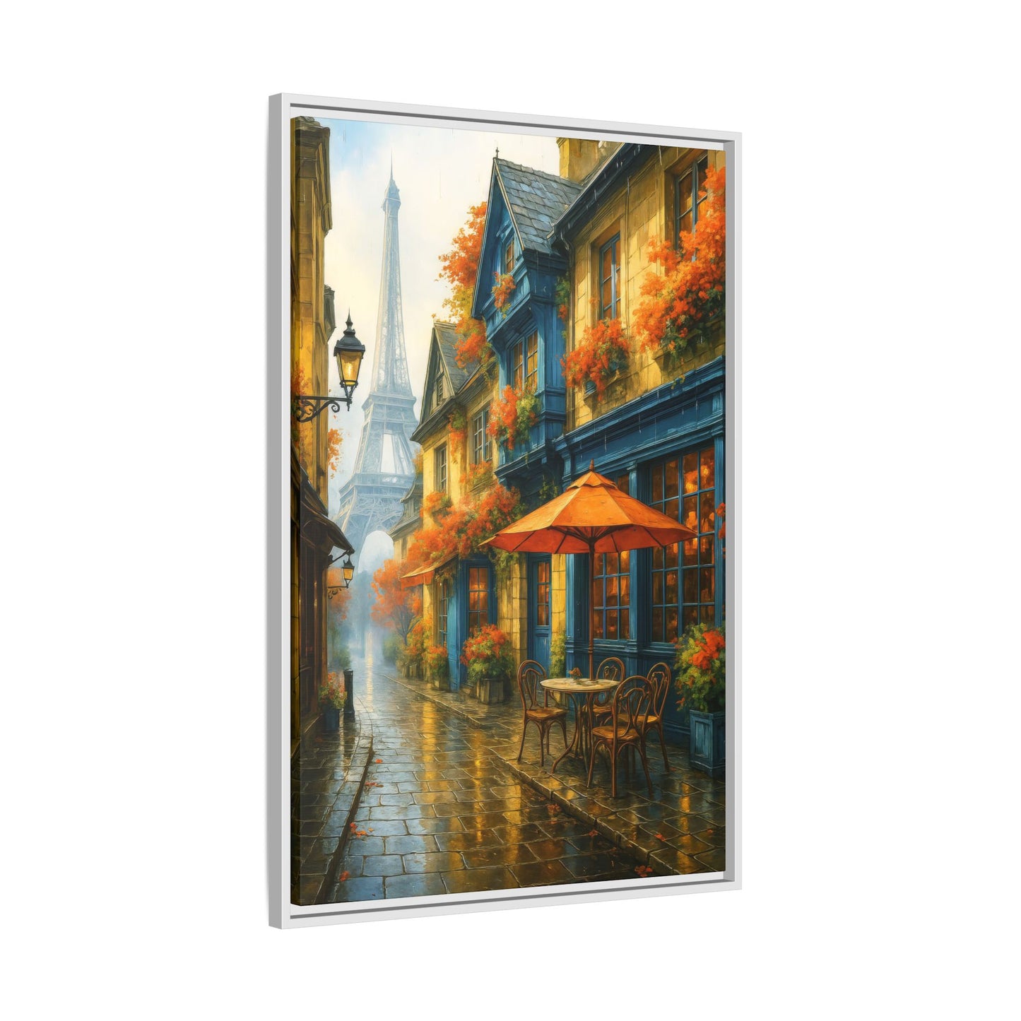 Golden Sunset in Rustic Alley – Framed Canvas Wall Art, 1.25" Deep