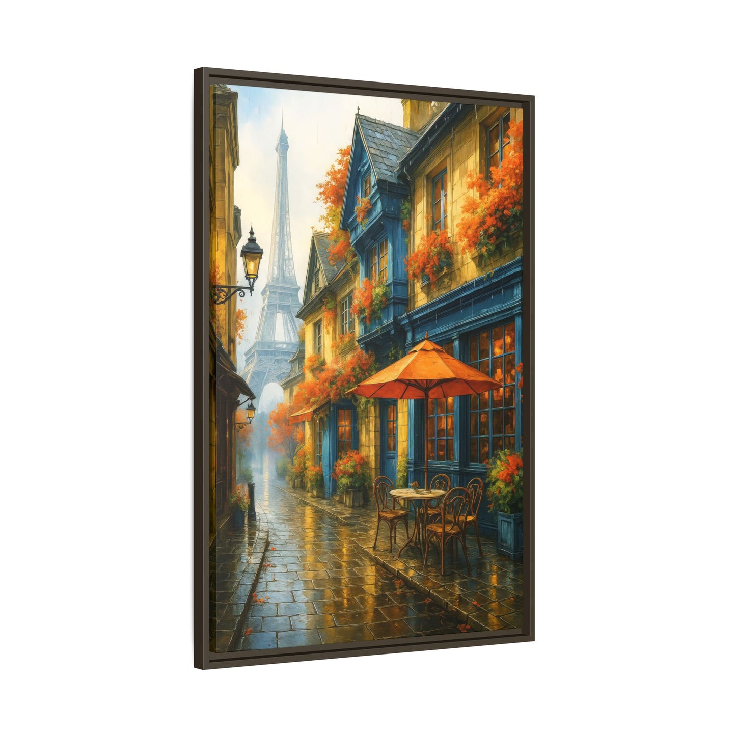 Golden Sunset in Rustic Alley – Framed Canvas Wall Art, 1.25" Deep