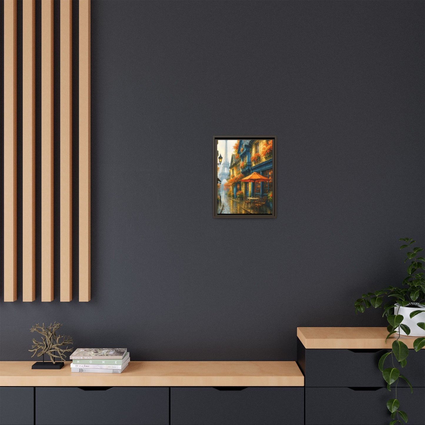 Golden Sunset in Rustic Alley – Framed Canvas Wall Art, 1.25" Deep