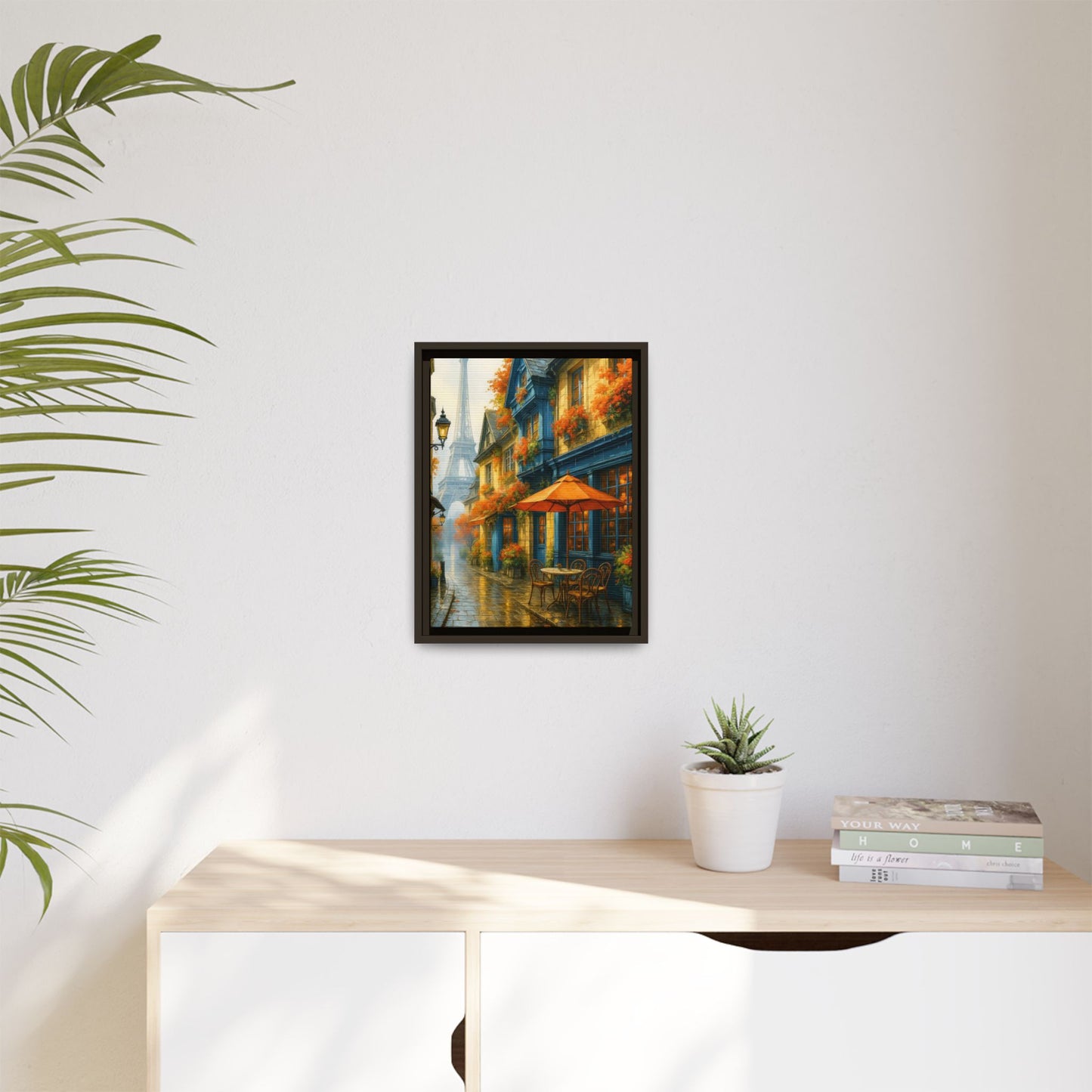 Golden Sunset in Rustic Alley – Framed Canvas Wall Art, 1.25" Deep