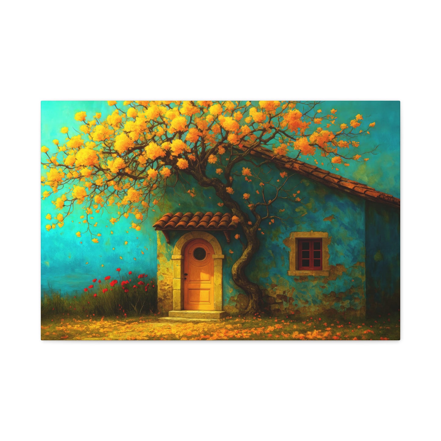 Golden Silence by the Door – Cozy Cottage Canvas Wall Art,Matte Canvas, Stretched, 1.25"