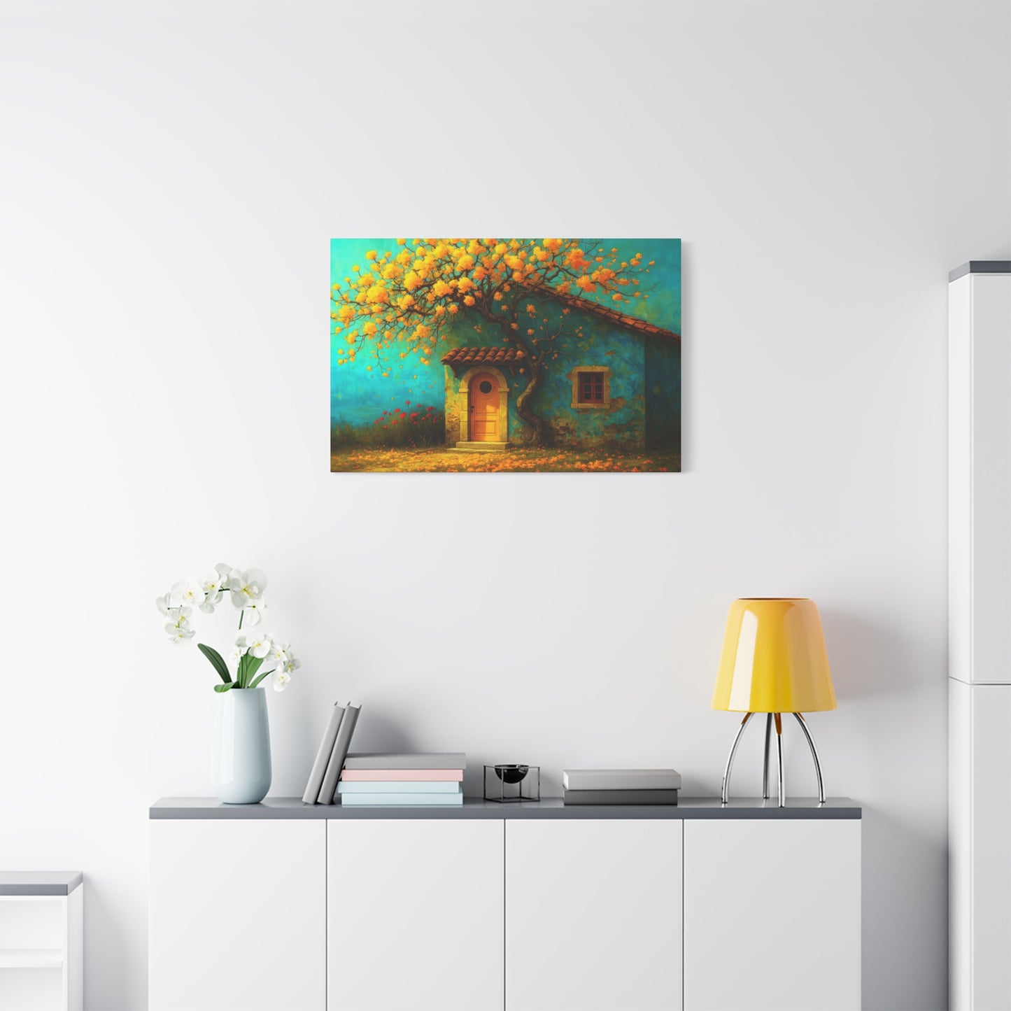 Golden Silence by the Door – Cozy Cottage Canvas Wall Art,Matte Canvas, Stretched, 1.25"