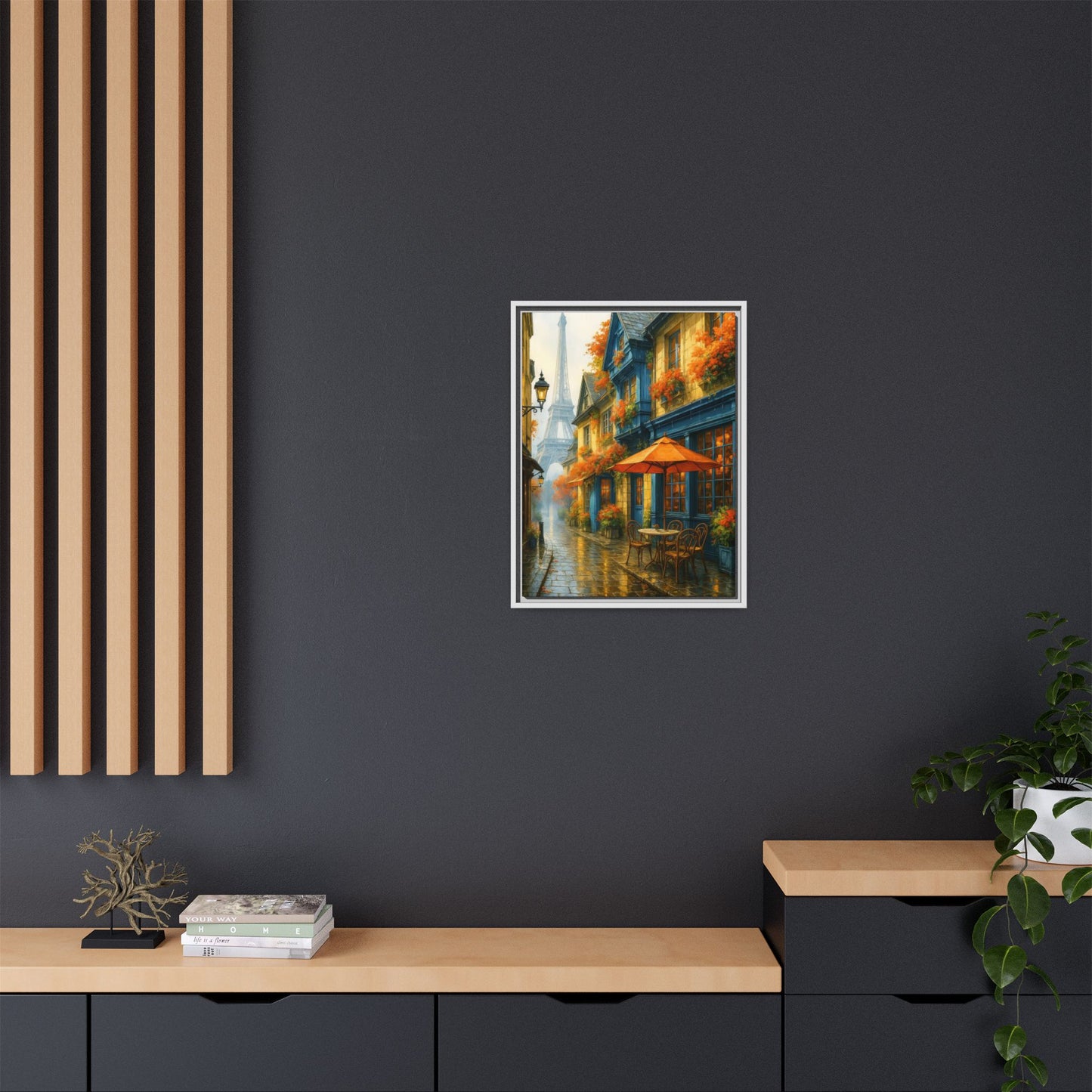 Golden Sunset in Rustic Alley – Framed Canvas Wall Art, 1.25" Deep