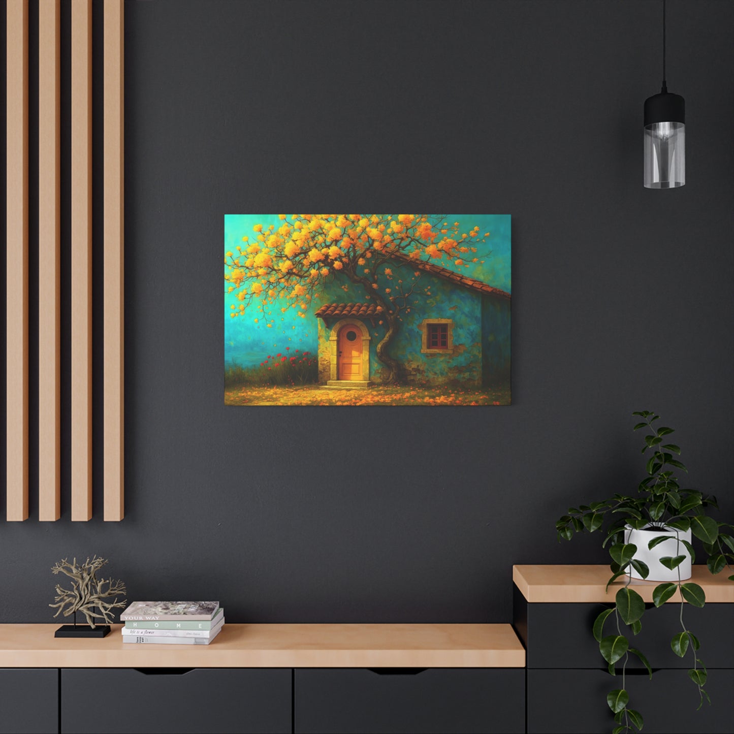Golden Silence by the Door – Cozy Cottage Canvas Wall Art,Matte Canvas, Stretched, 1.25"
