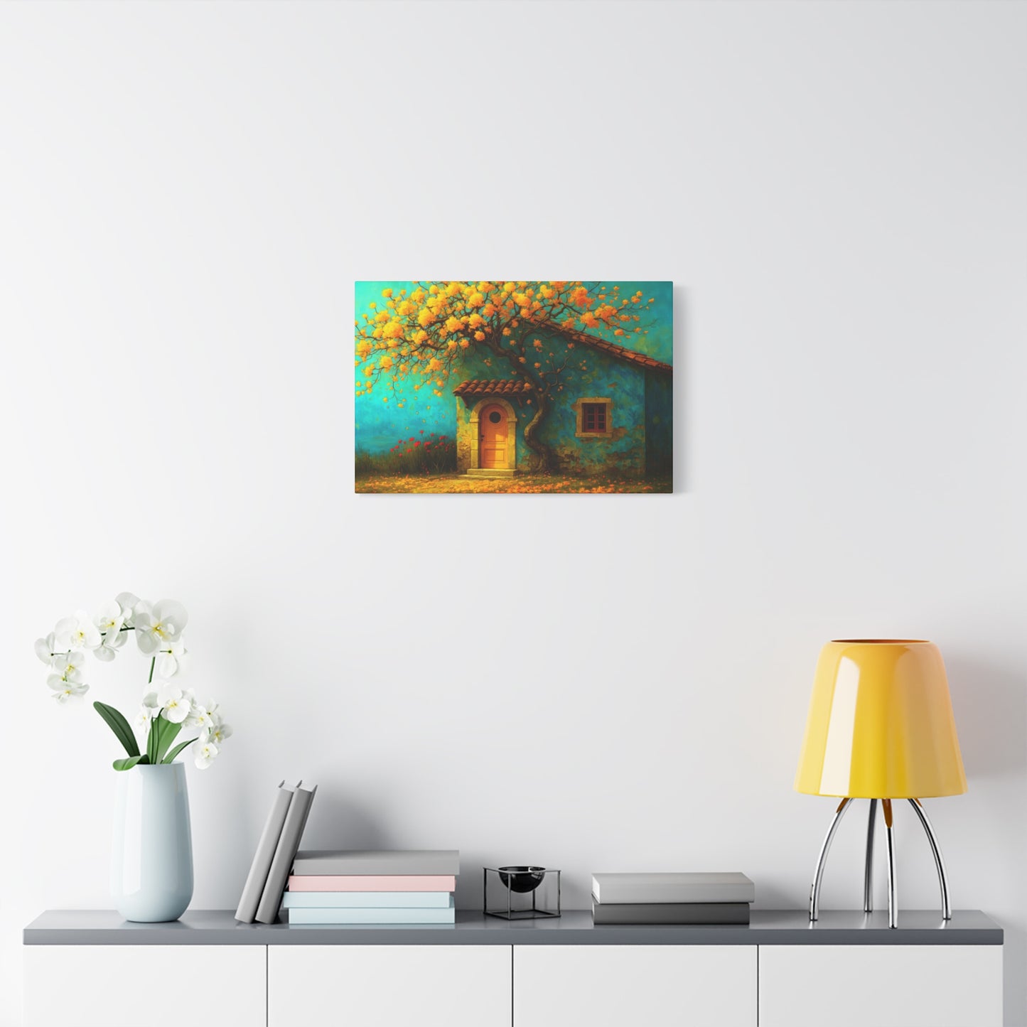 Golden Silence by the Door – Cozy Cottage Canvas Wall Art,Matte Canvas, Stretched, 1.25"