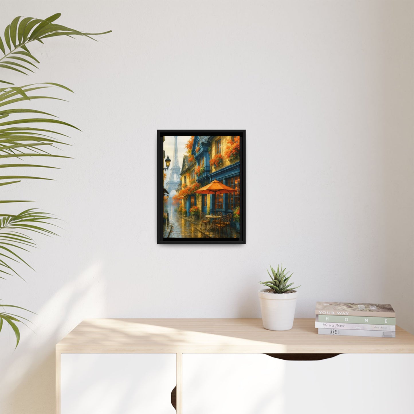 Golden Sunset in Rustic Alley – Framed Canvas Wall Art, 1.25" Deep