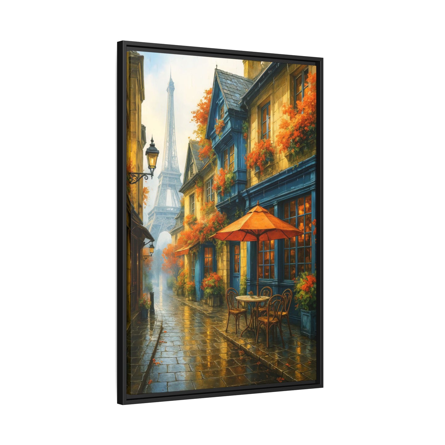 Golden Sunset in Rustic Alley – Framed Canvas Wall Art, 1.25" Deep