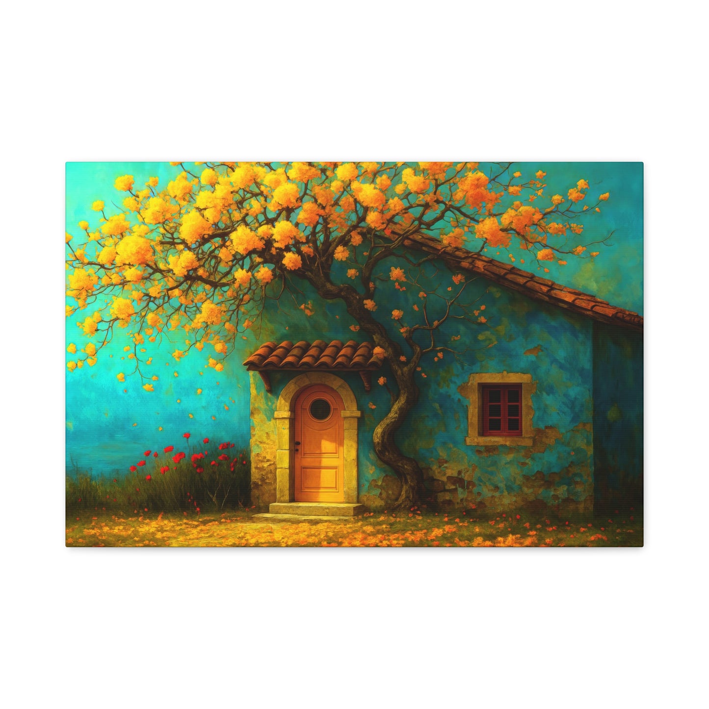 Golden Silence by the Door – Cozy Cottage Canvas Wall Art,Matte Canvas, Stretched, 1.25"