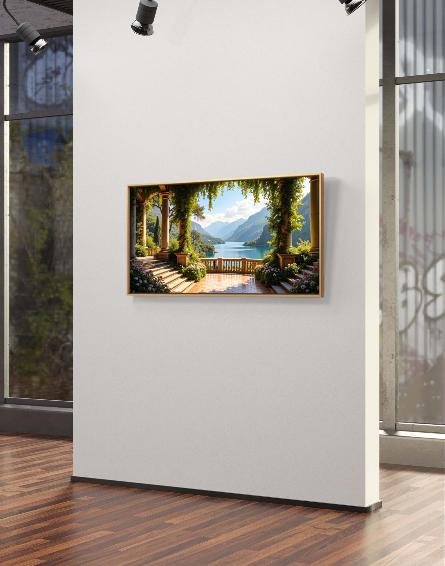 Lakeside Serenity Terrace — Italian Garden View Wall Art