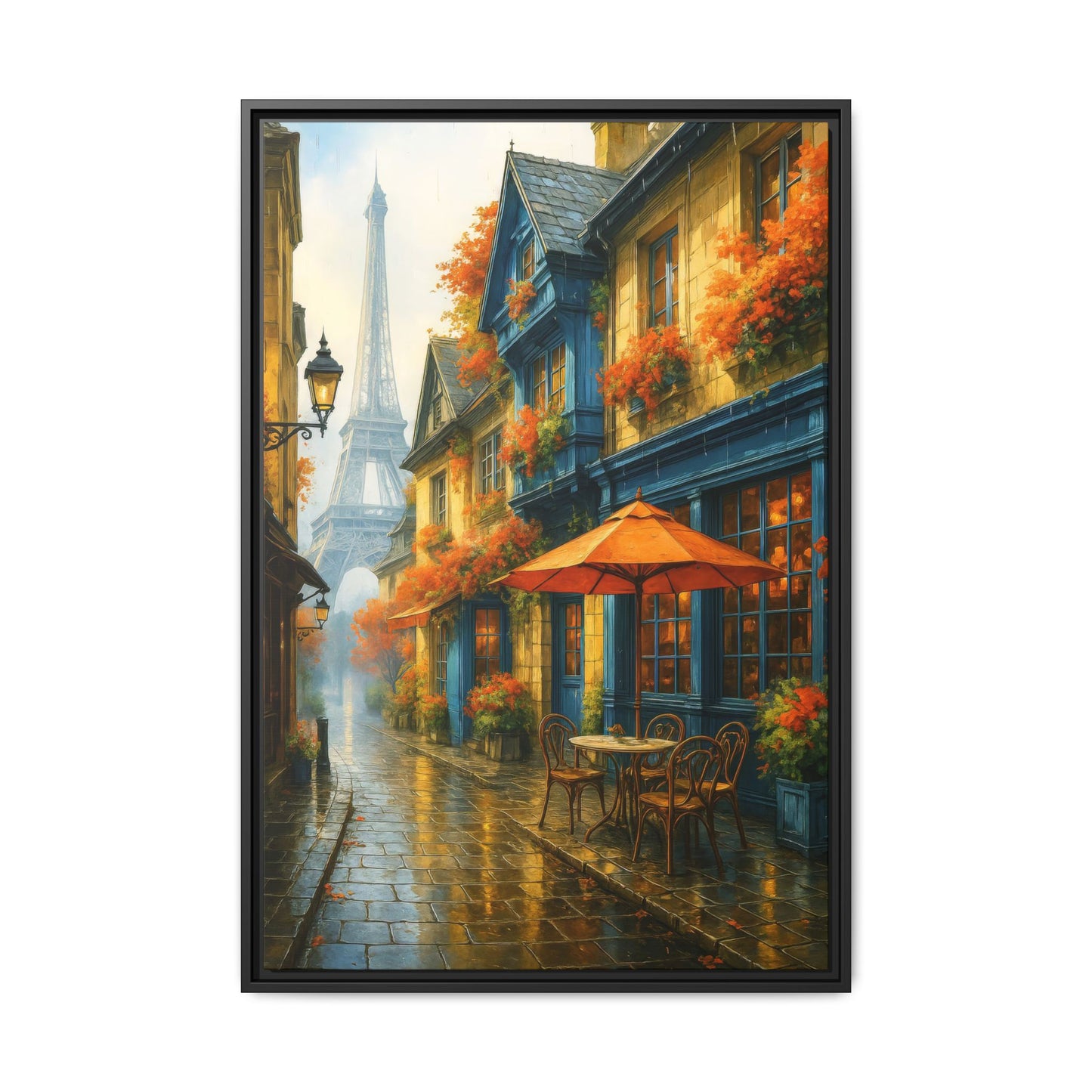 Golden Sunset in Rustic Alley – Framed Canvas Wall Art, 1.25" Deep