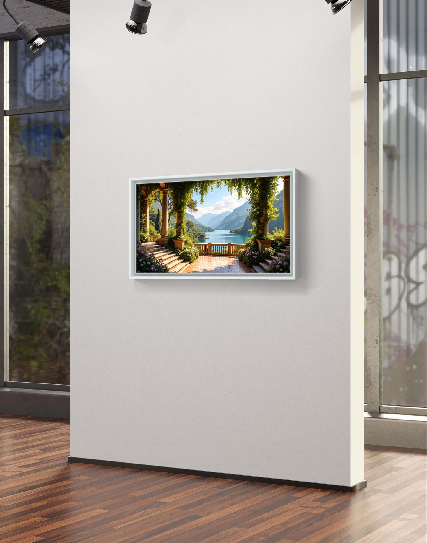 Lakeside Serenity Terrace — Italian Garden View Wall Art