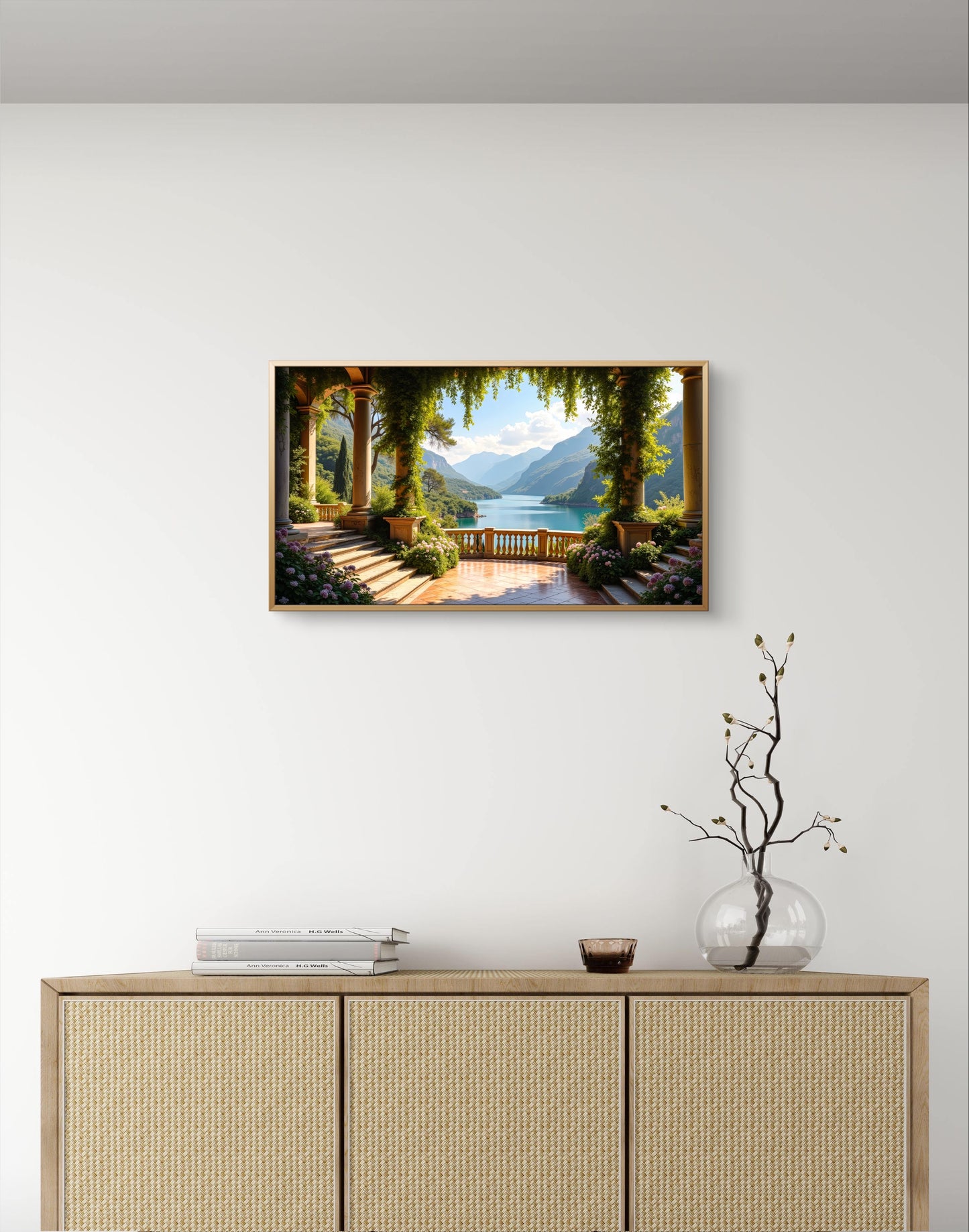 Lakeside Serenity Terrace — Italian Garden View Wall Art