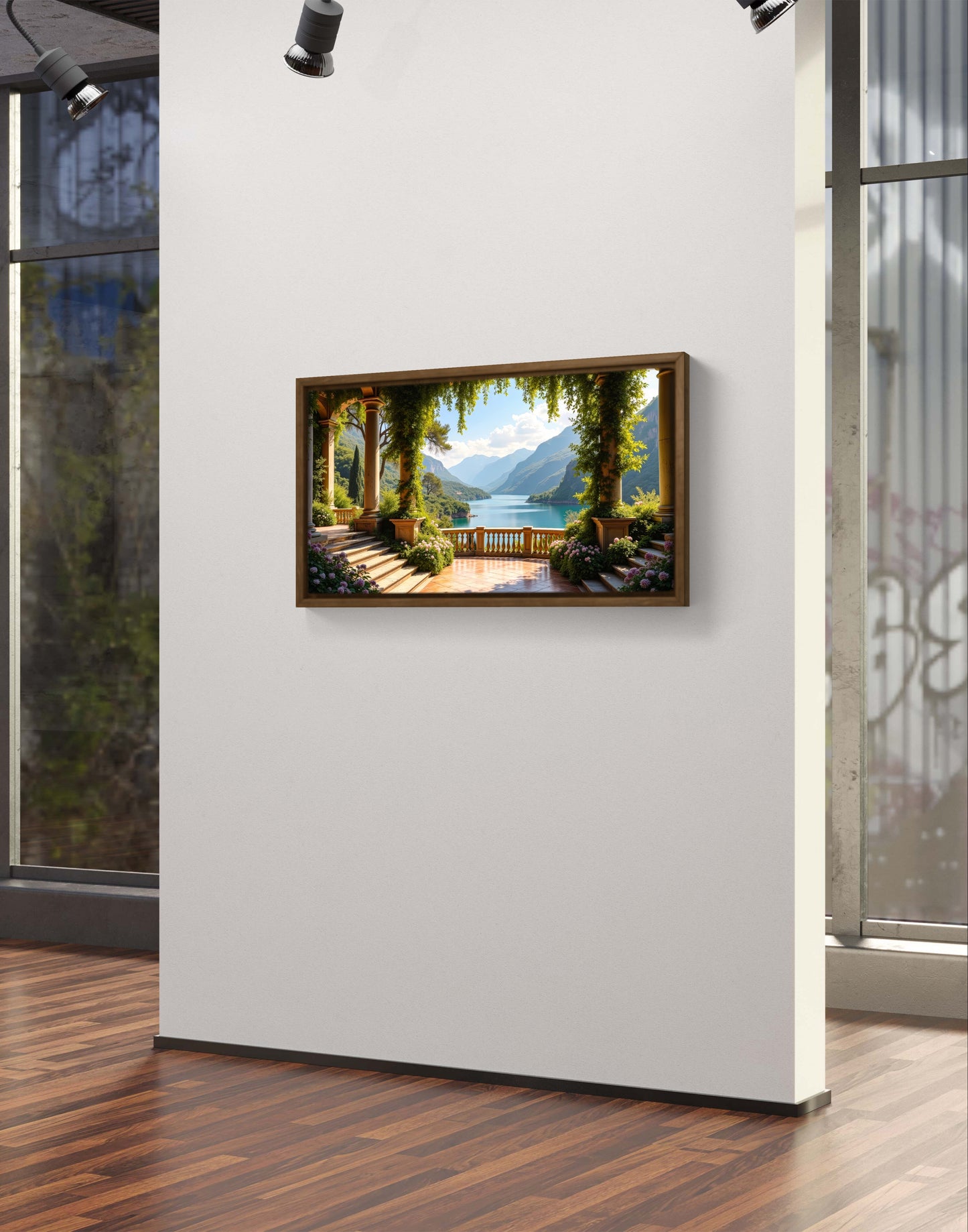 Lakeside Serenity Terrace — Italian Garden View Wall Art