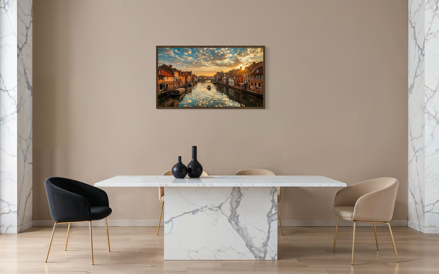 Golden Sunset Canal – Canvas & Framed Wall Art