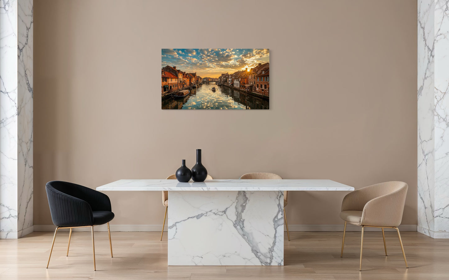 Golden Sunset Canal – Canvas & Framed Wall Art