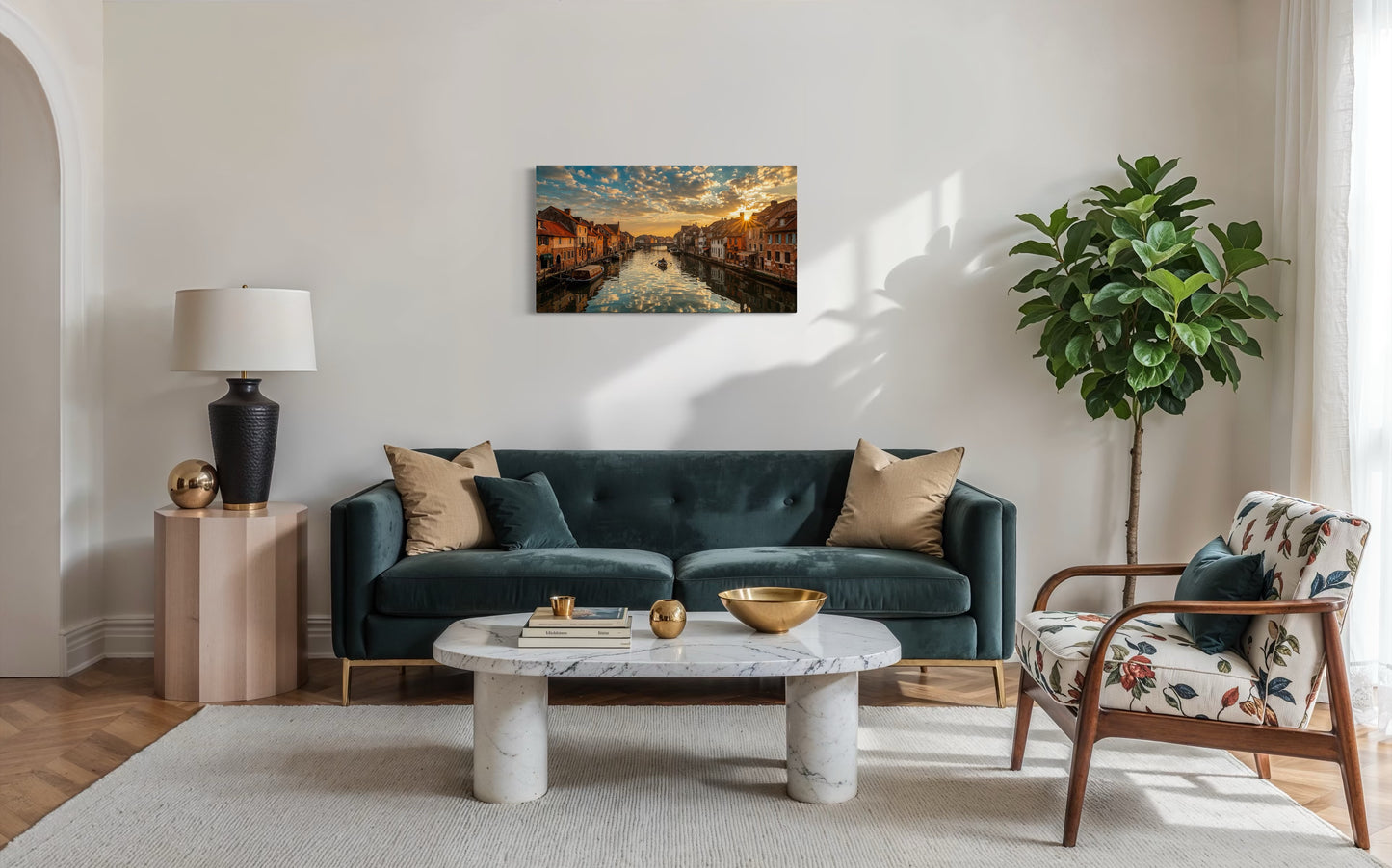 Golden Sunset Canal – Canvas & Framed Wall Art