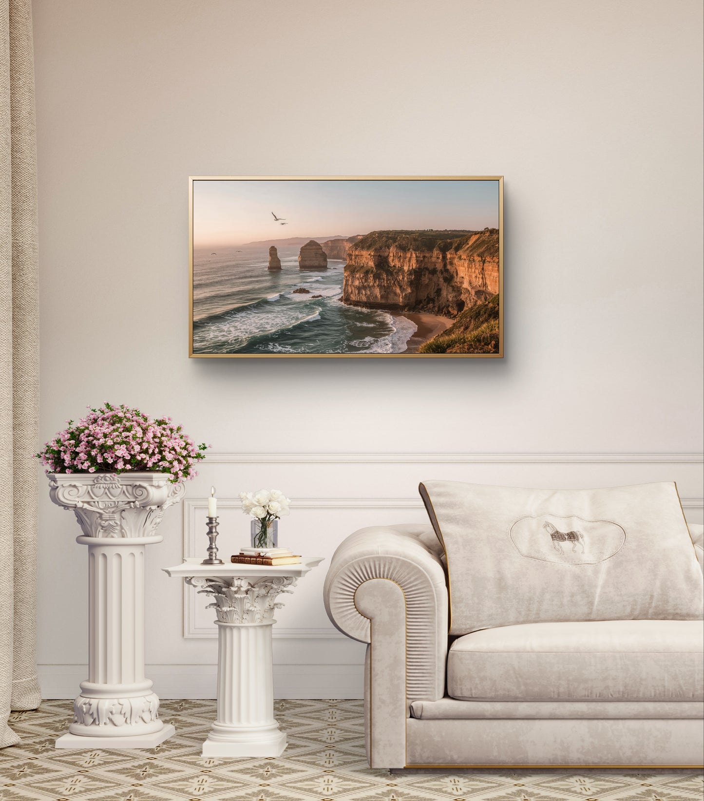 "Whispers of the Ocean Cliffs – Sunset Serenity Wall Art"