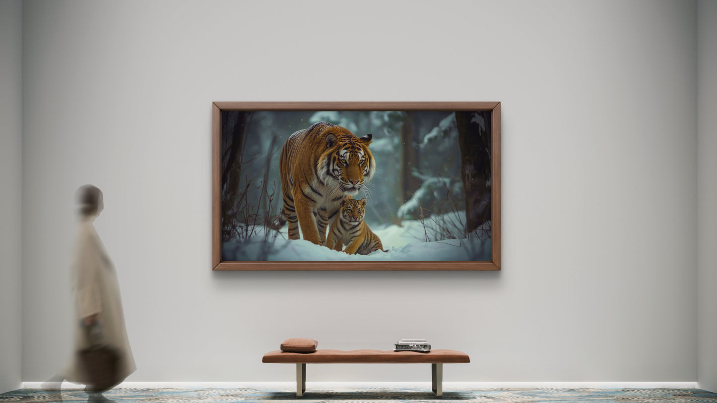 “Guardian of the Wild” — Mother & Cub in the Snow