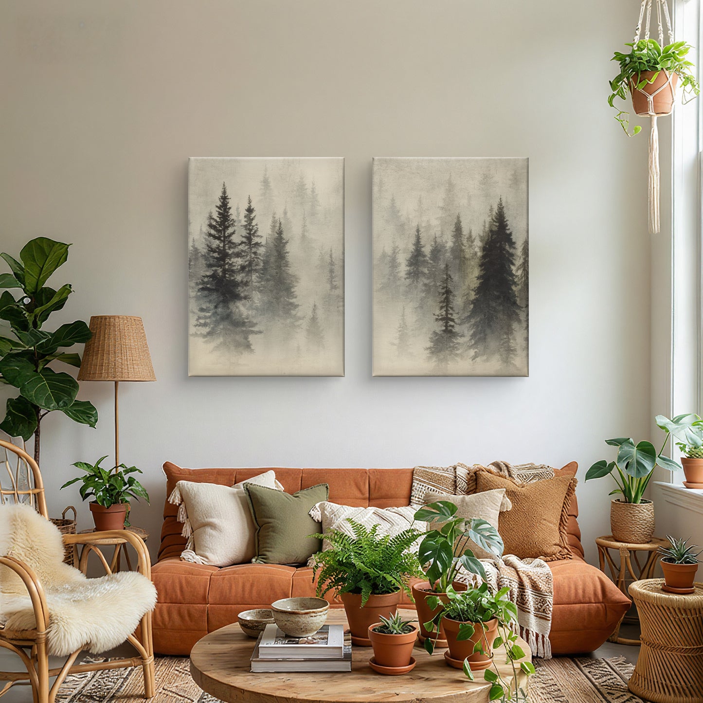 Morning Haze – Forest Canvas Wall Art Set of 2