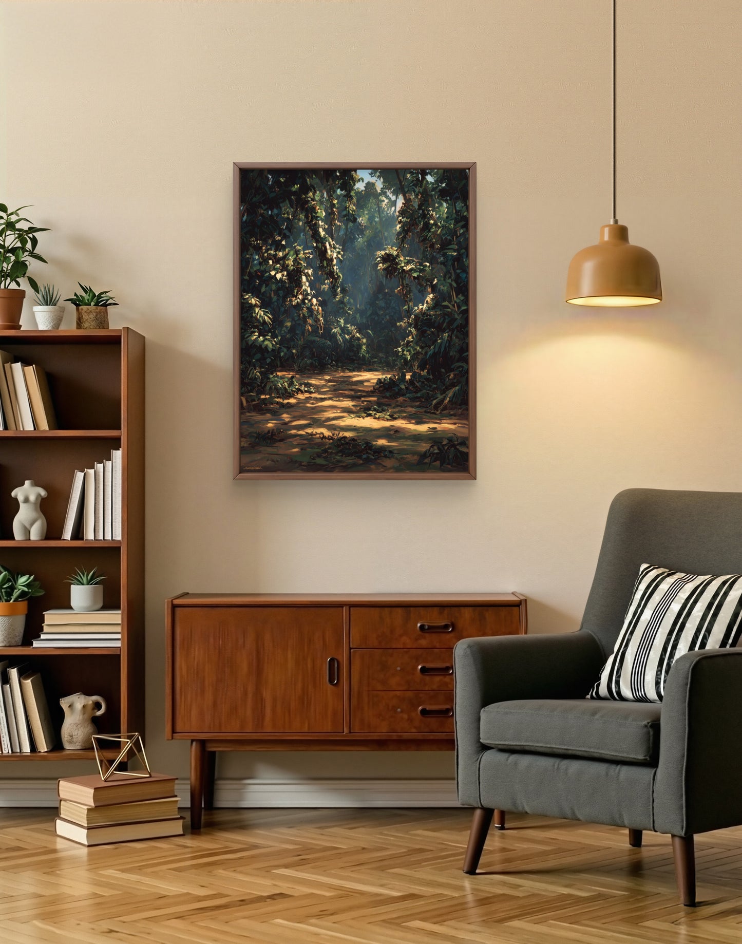 Warm Forest Walk Moody Nature Landscape Wall Art