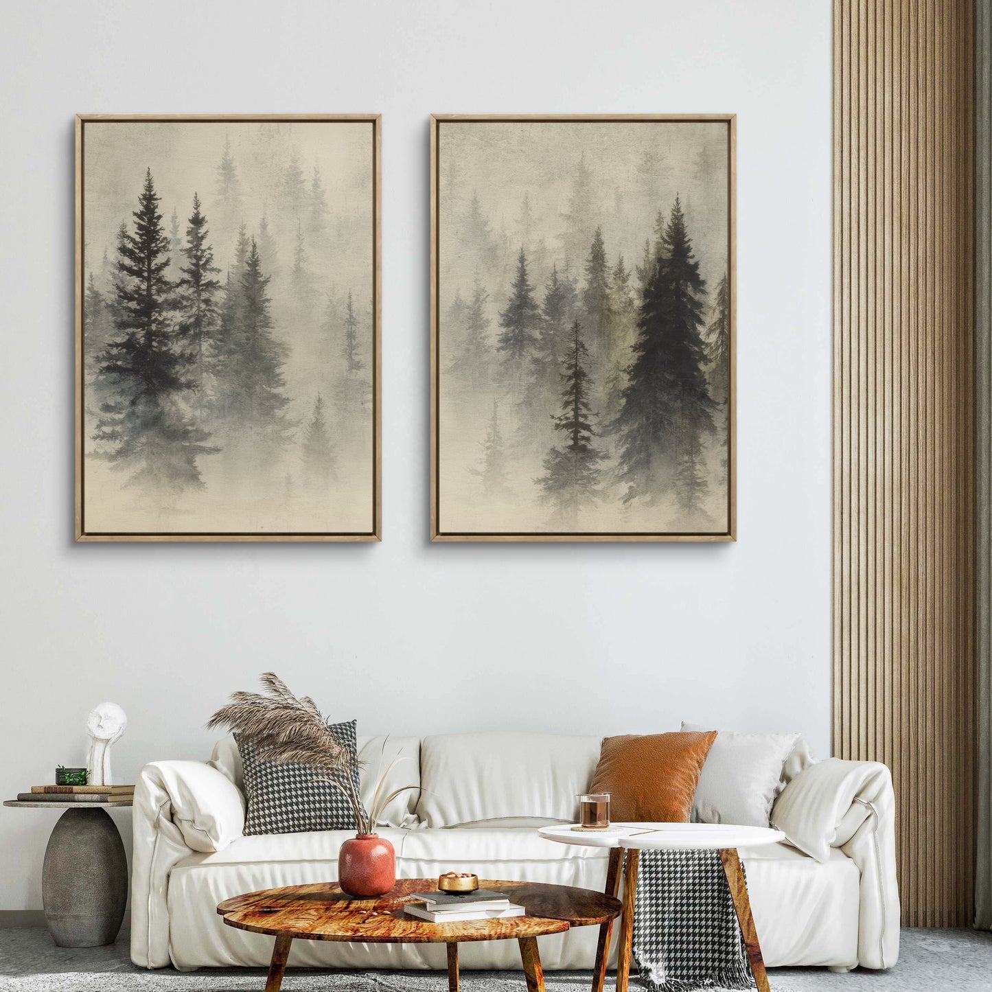 Morning Haze – Forest Canvas Wall Art Set of 2