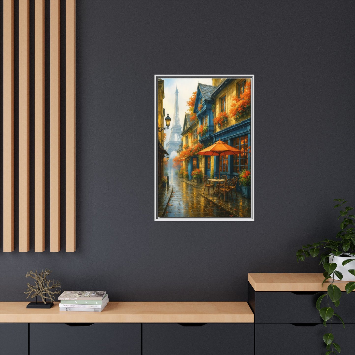 Golden Sunset in Rustic Alley – Framed Canvas Wall Art, 1.25" Deep