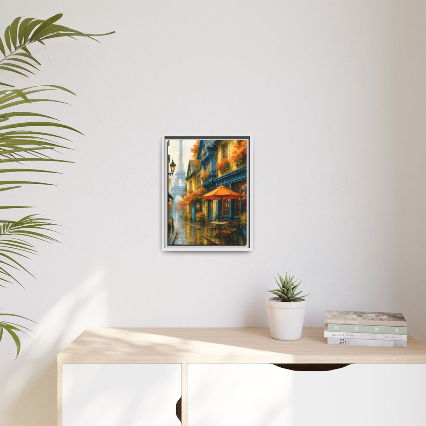 Golden Sunset in Rustic Alley – Framed Canvas Wall Art, 1.25" Deep