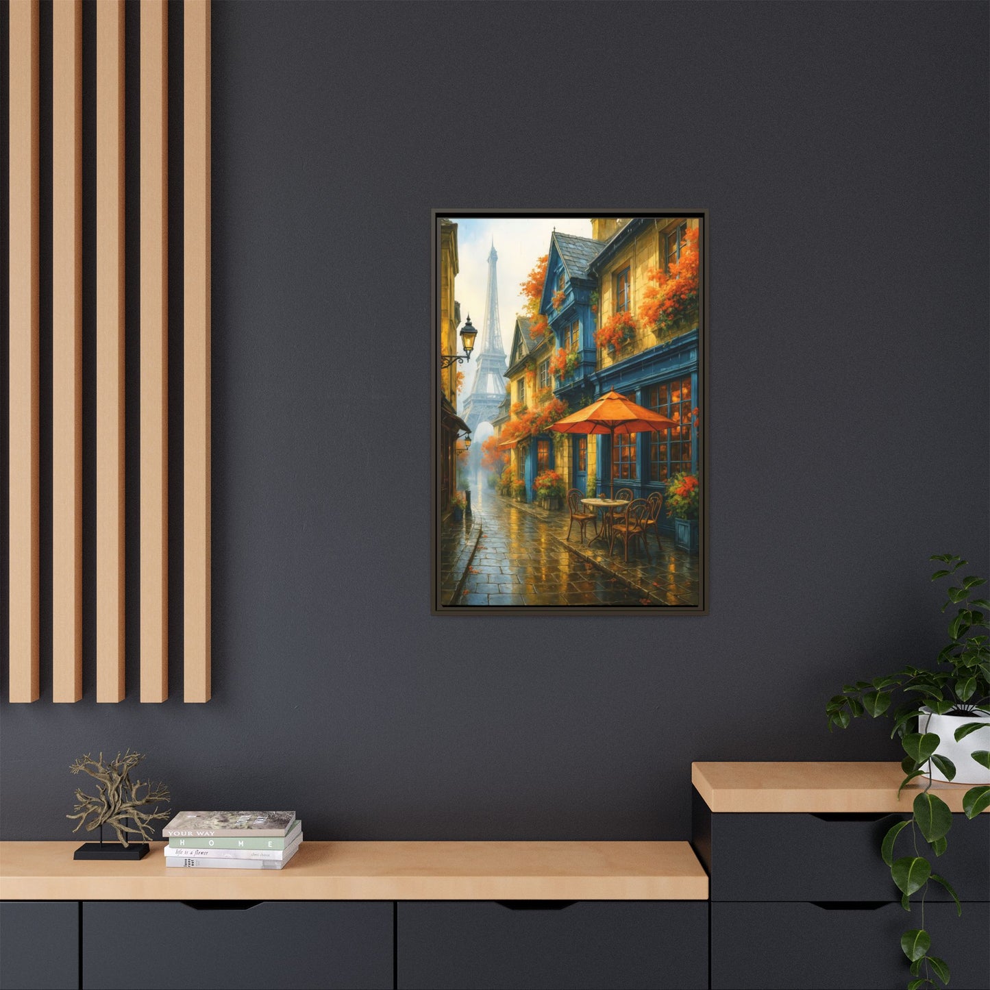Golden Sunset in Rustic Alley – Framed Canvas Wall Art, 1.25" Deep