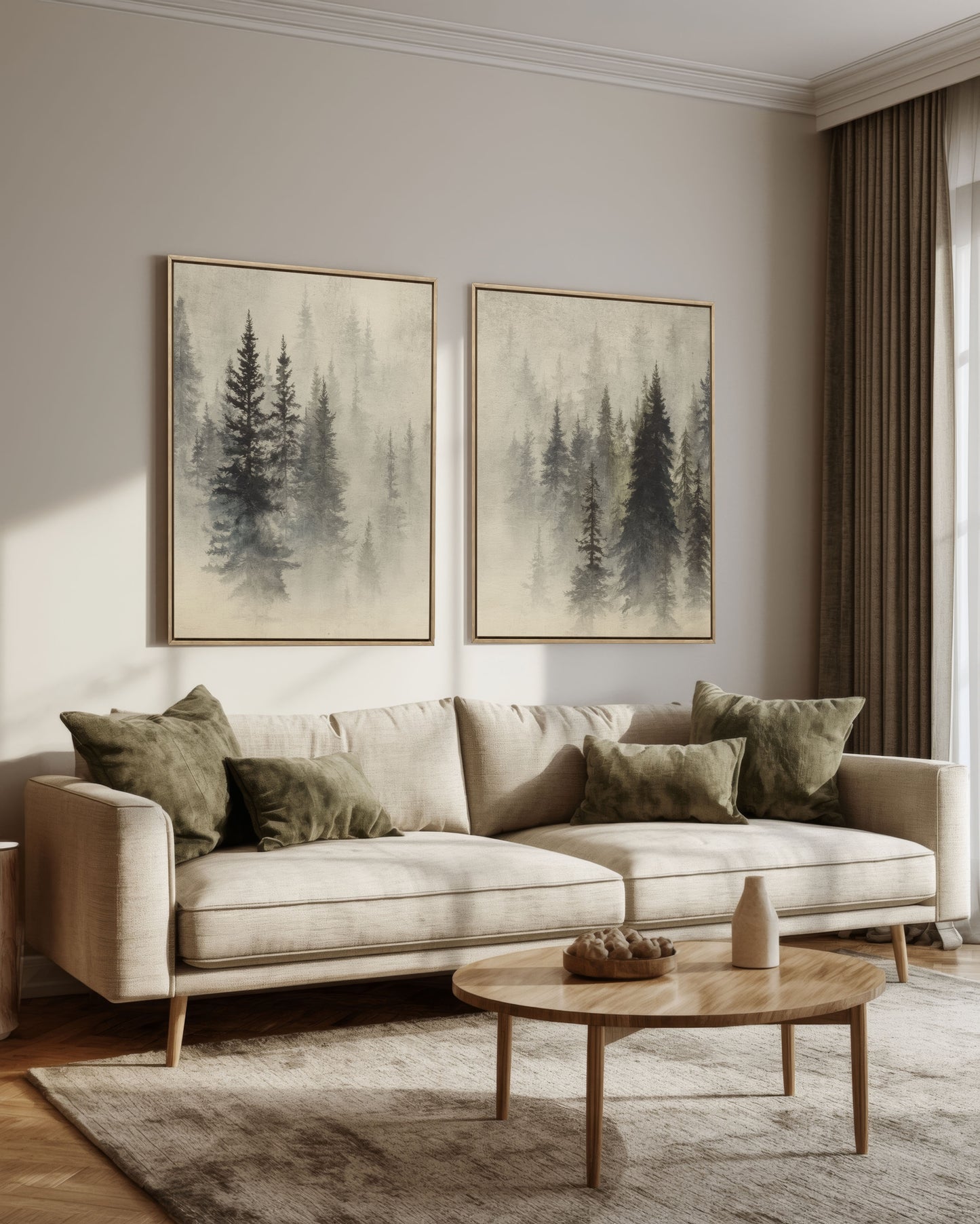 Morning Haze – Forest Canvas Wall Art Set of 2