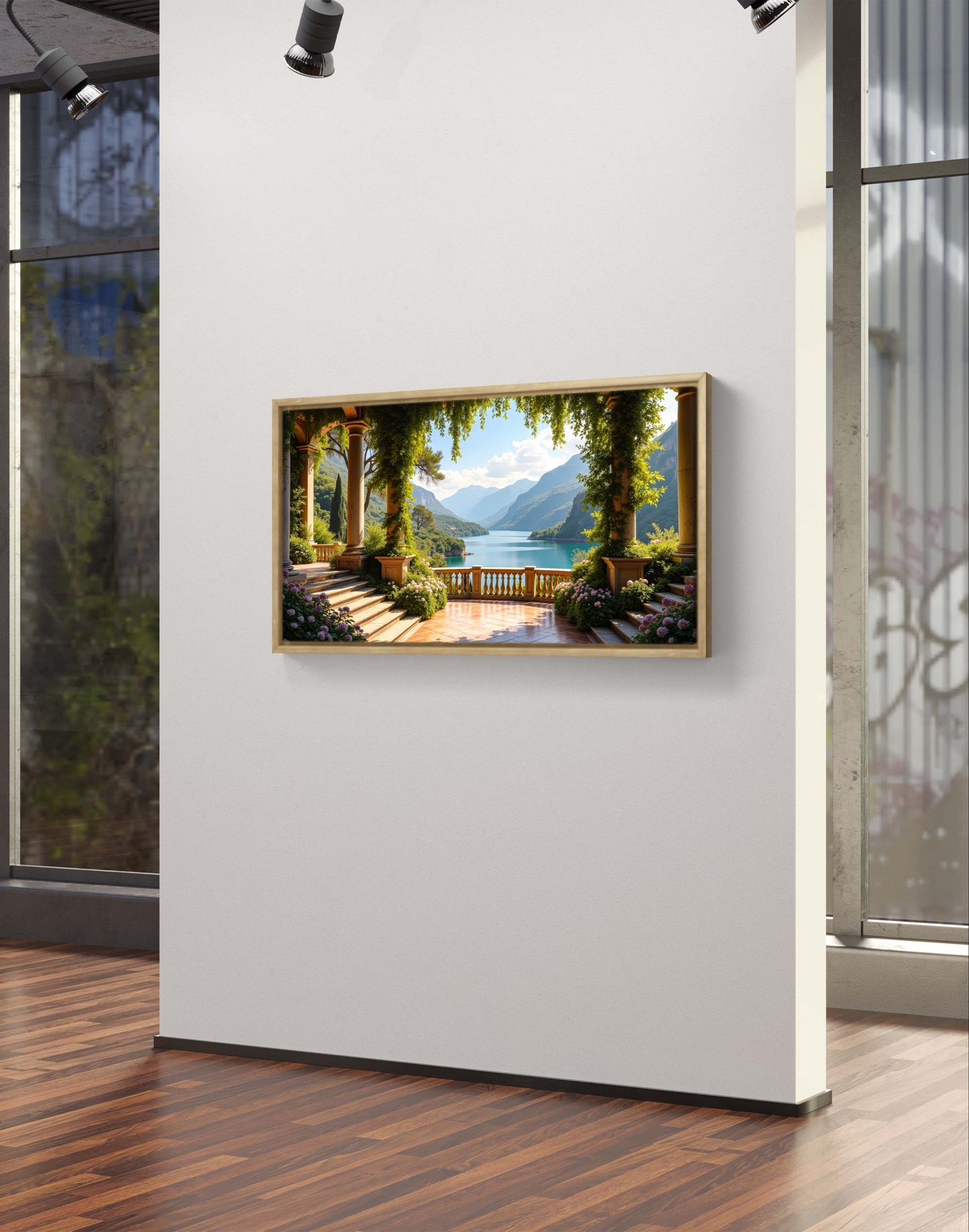 Lakeside Serenity Terrace — Italian Garden View Wall Art