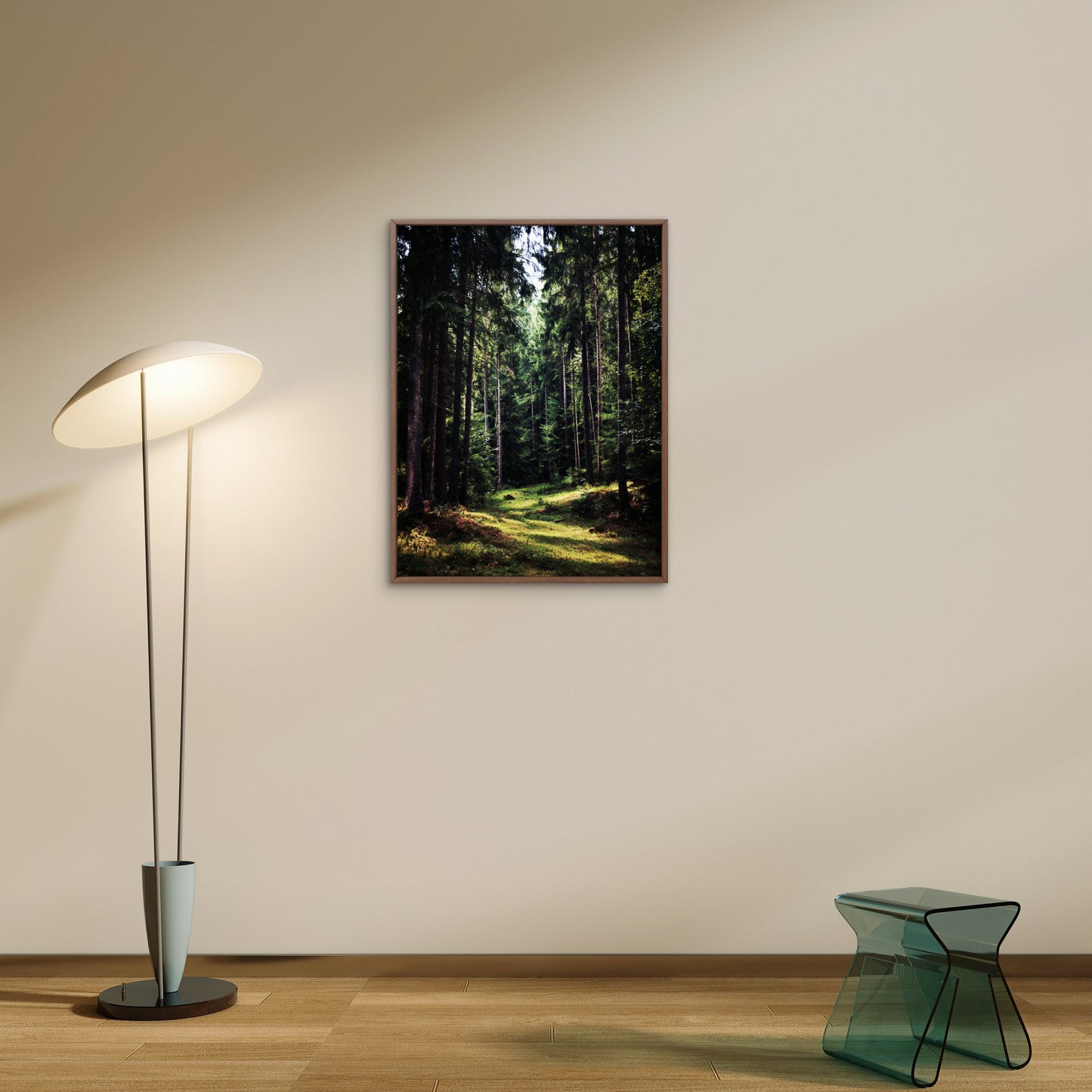 Dark Green Forest Canvas Print, Woodland Nature Wall Art