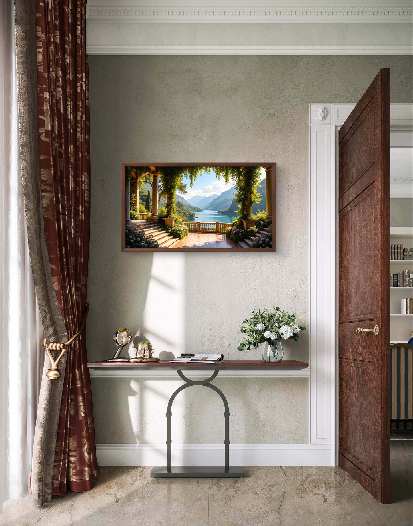 Lakeside Serenity Terrace — Italian Garden View Wall Art