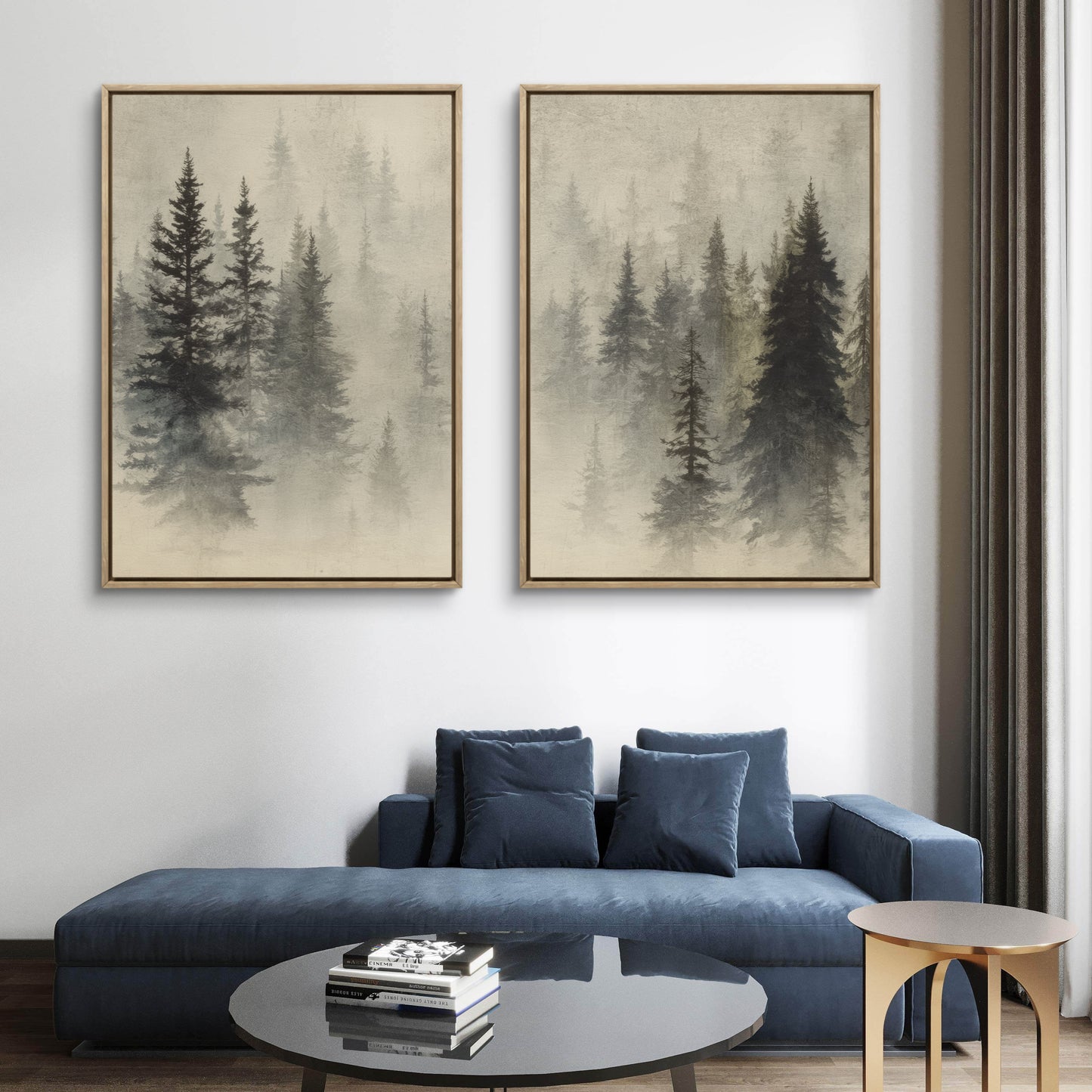 Morning Haze – Forest Canvas Wall Art Set of 2