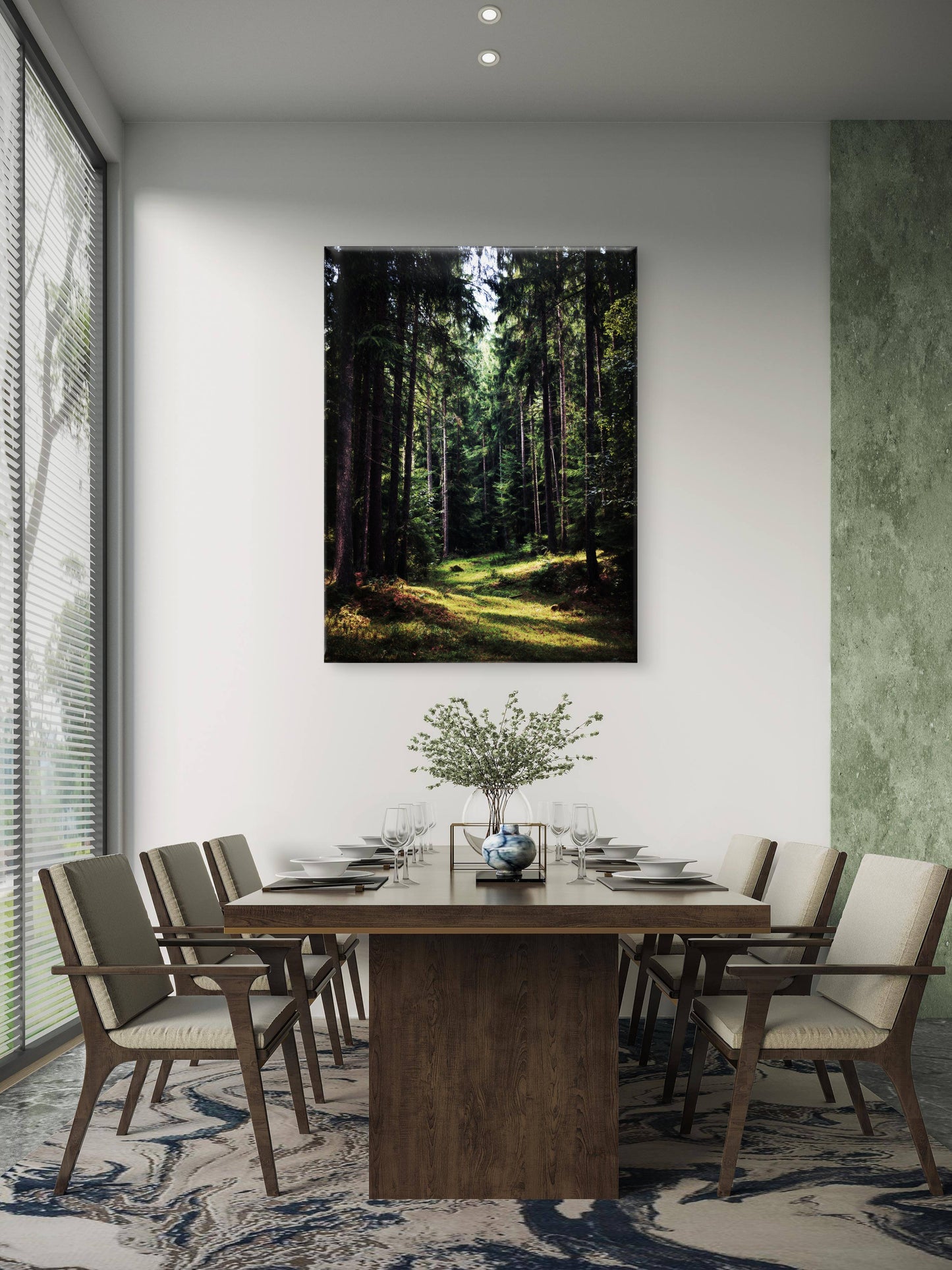 Dark Green Forest Canvas Print, Woodland Nature Wall Art