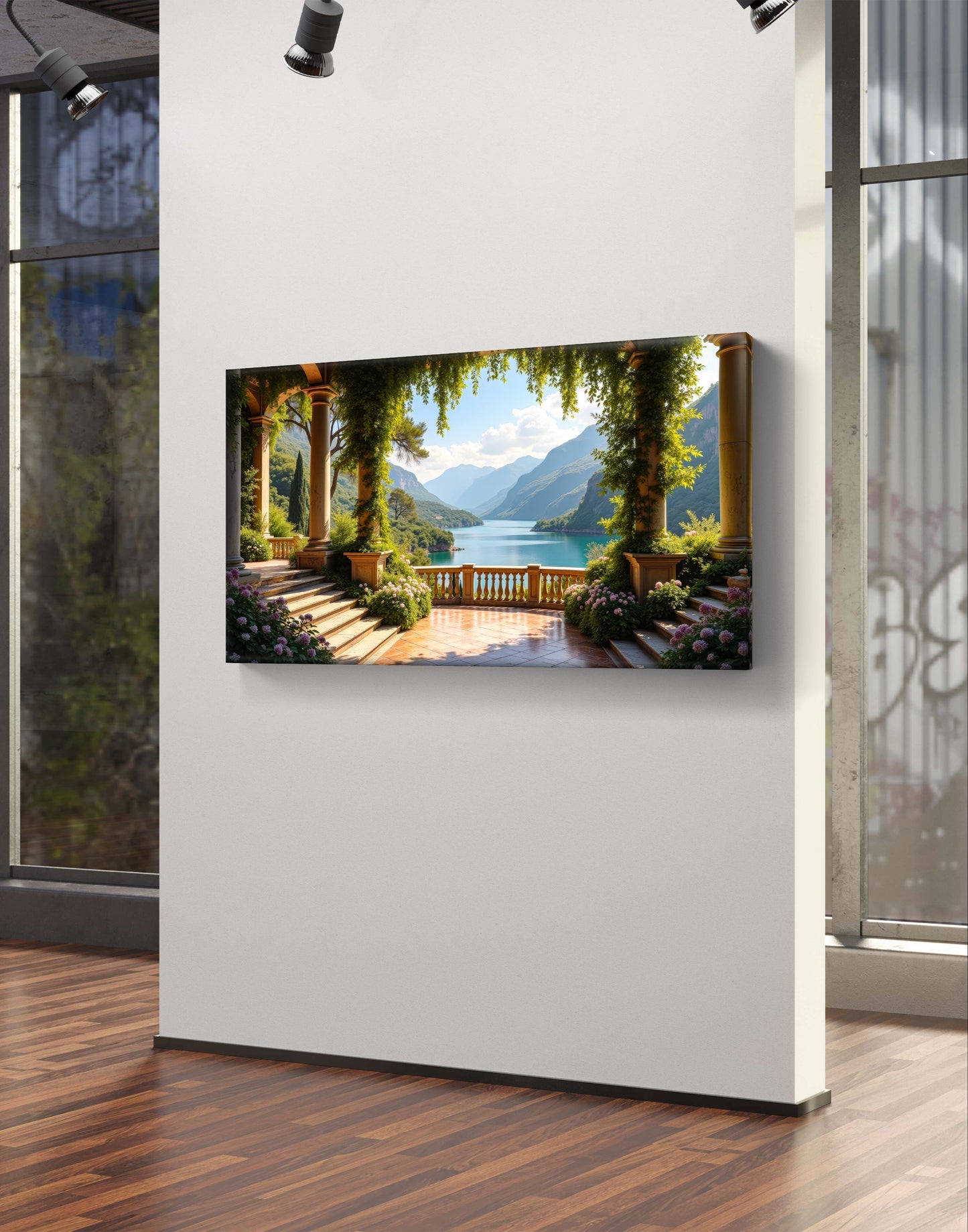 Lakeside Serenity Terrace — Italian Garden View Wall Art