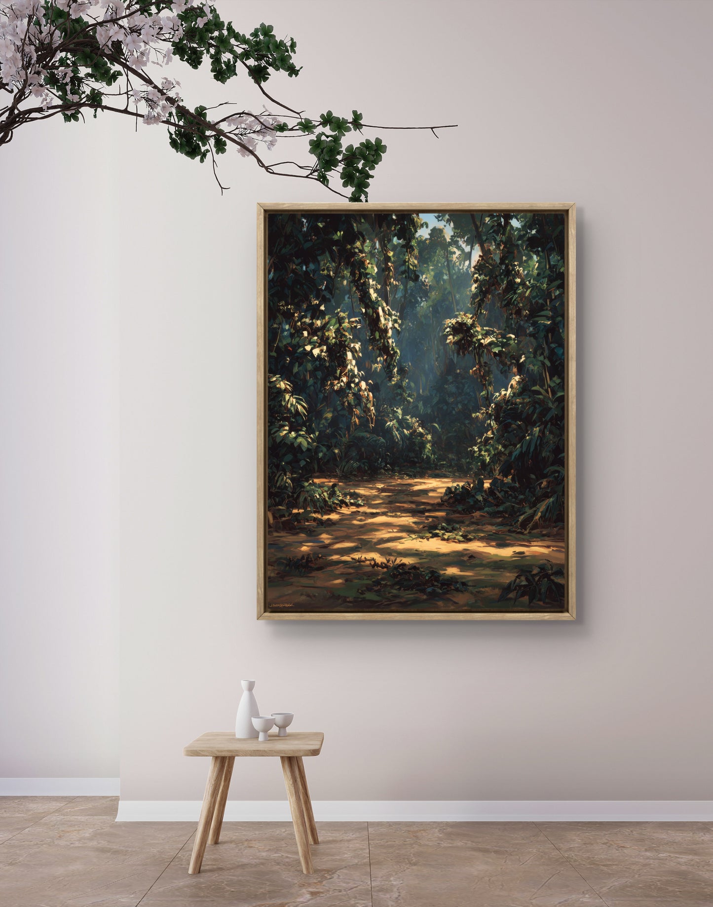 Warm Forest Walk Moody Nature Landscape Wall Art