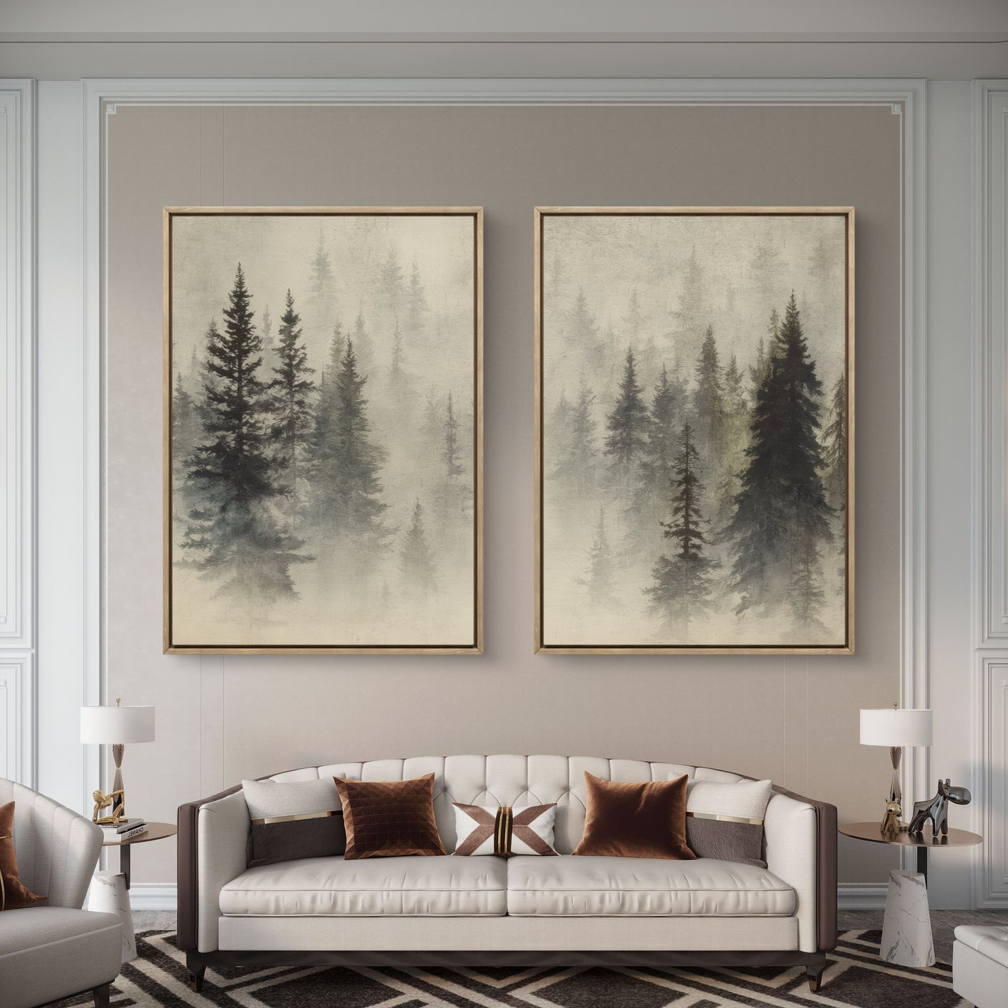 Morning Haze – Forest Canvas Wall Art Set of 2