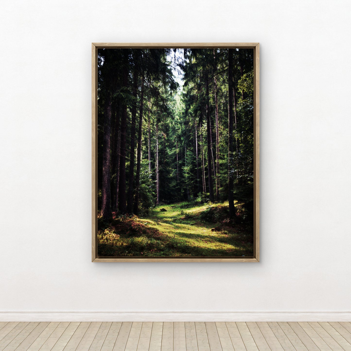 Dark Green Forest Canvas Print, Woodland Nature Wall Art