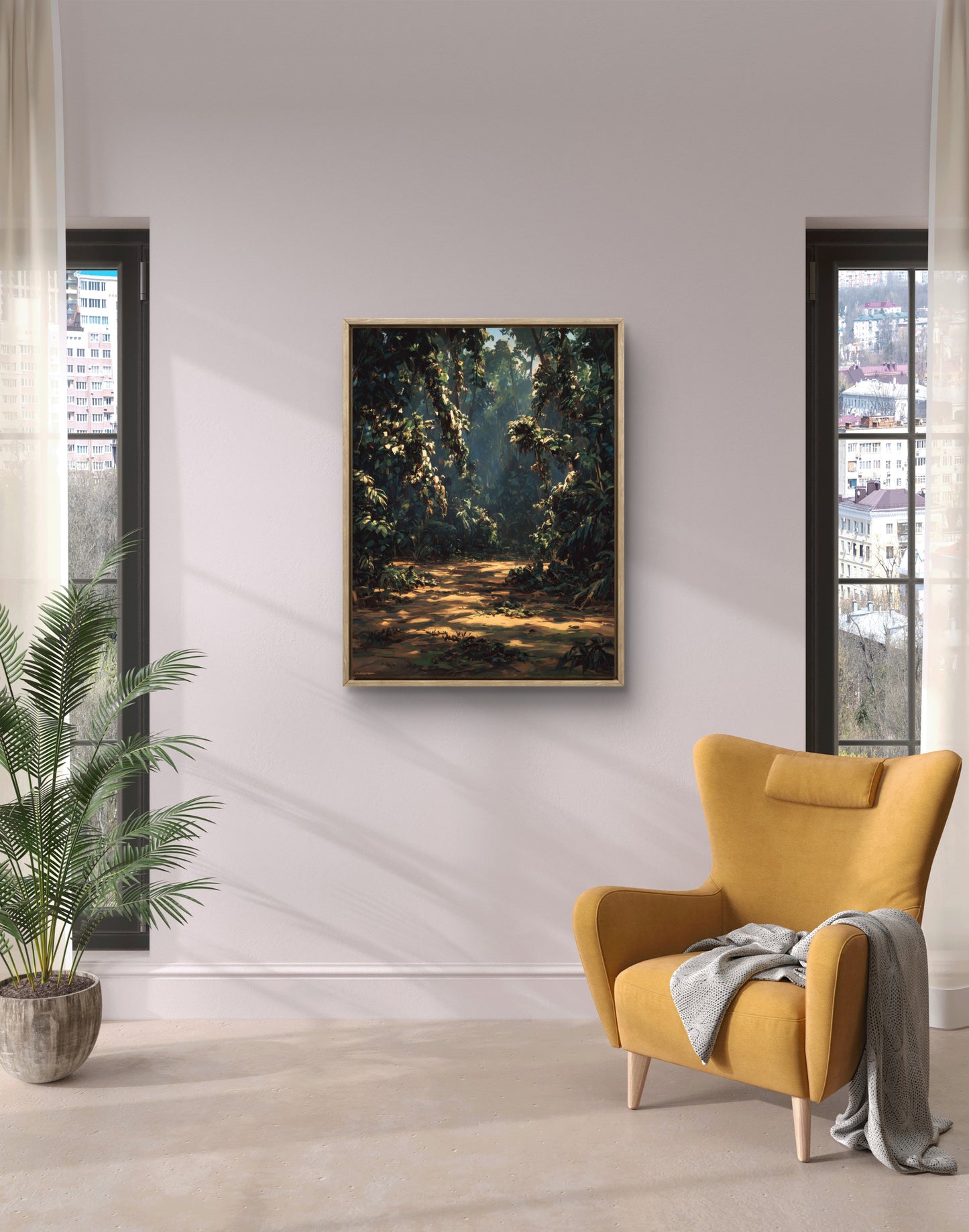 Warm Forest Walk Moody Nature Landscape Wall Art