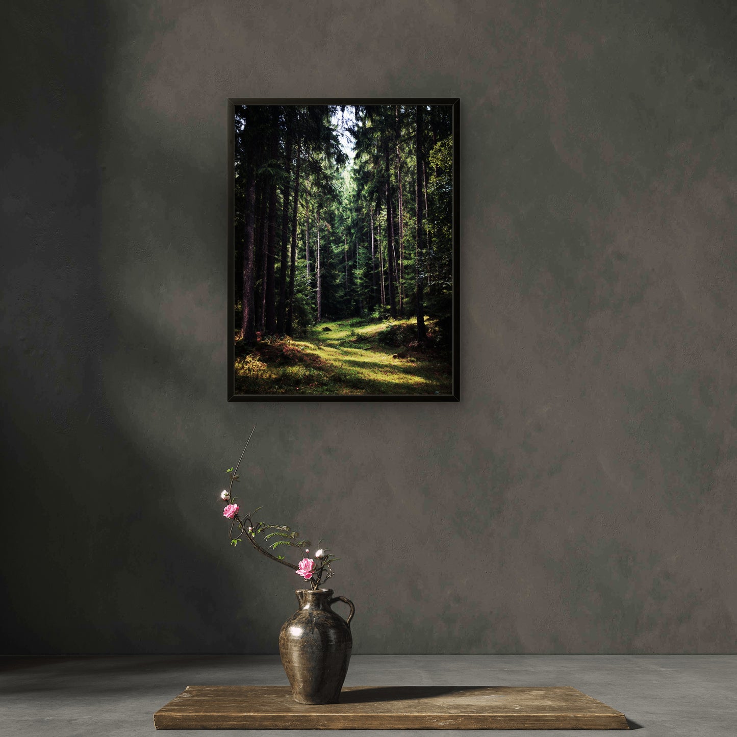 Dark Green Forest Canvas Print, Woodland Nature Wall Art